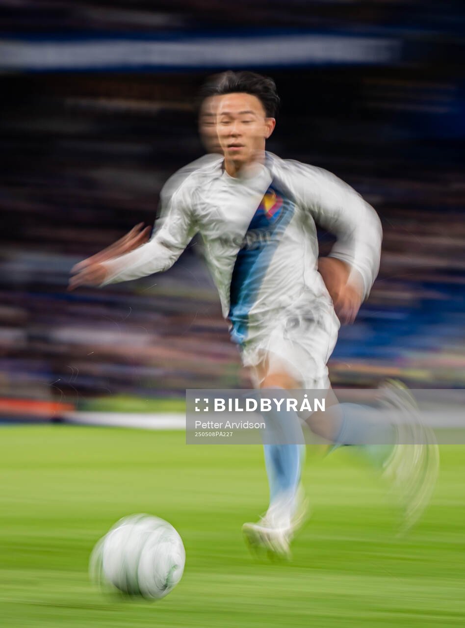 Keita Kosugi of Djurgården during the UEFA Conference League semifinal second leg match between Chelsea and Djurgården on May 8, 2025 in London.