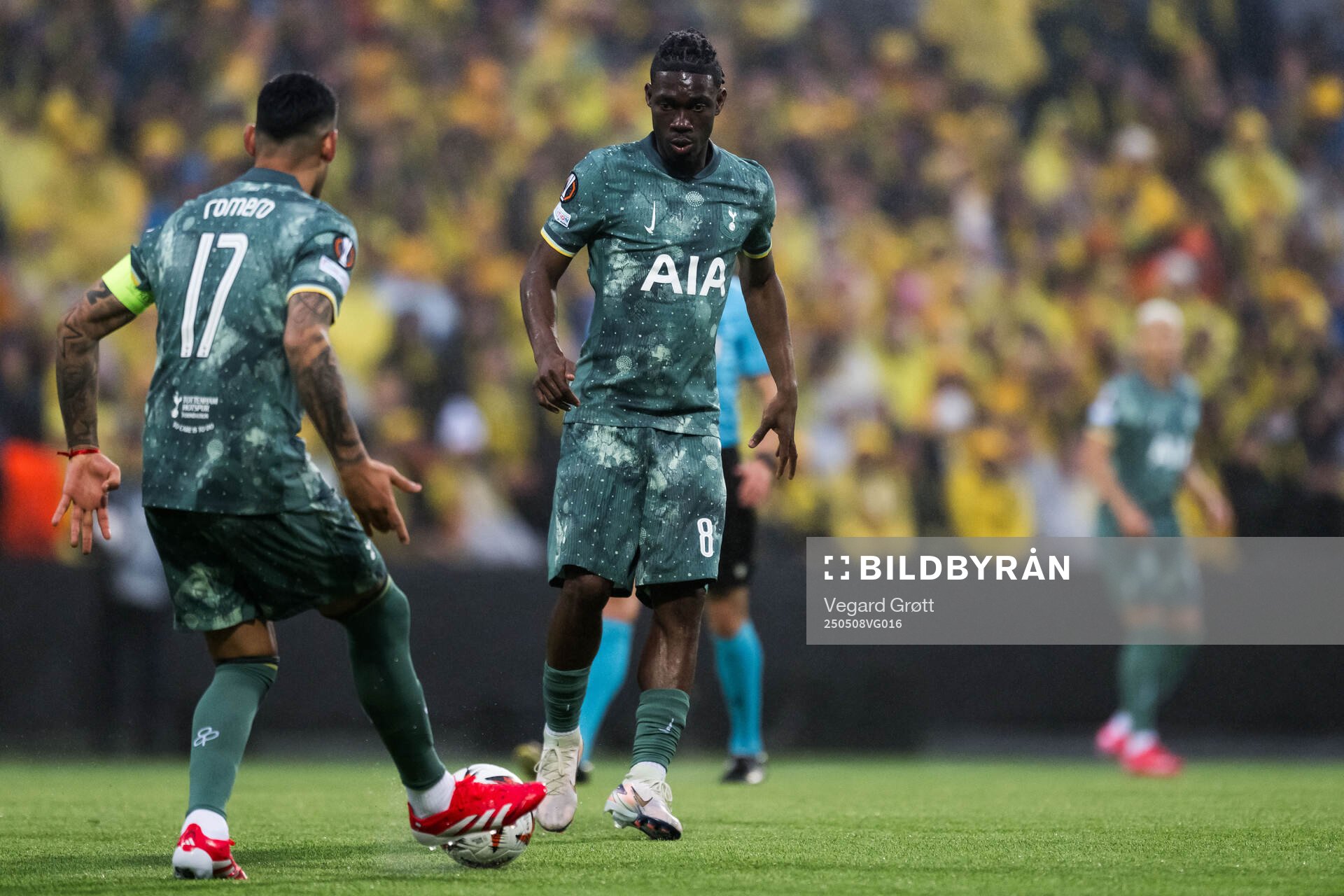 Yves Bissouma of Tottenham Hotspur during the UEFA Europa League semi-final football match between Bodø/Glimt and Tottenham on May 8, 2025 in Bodø.