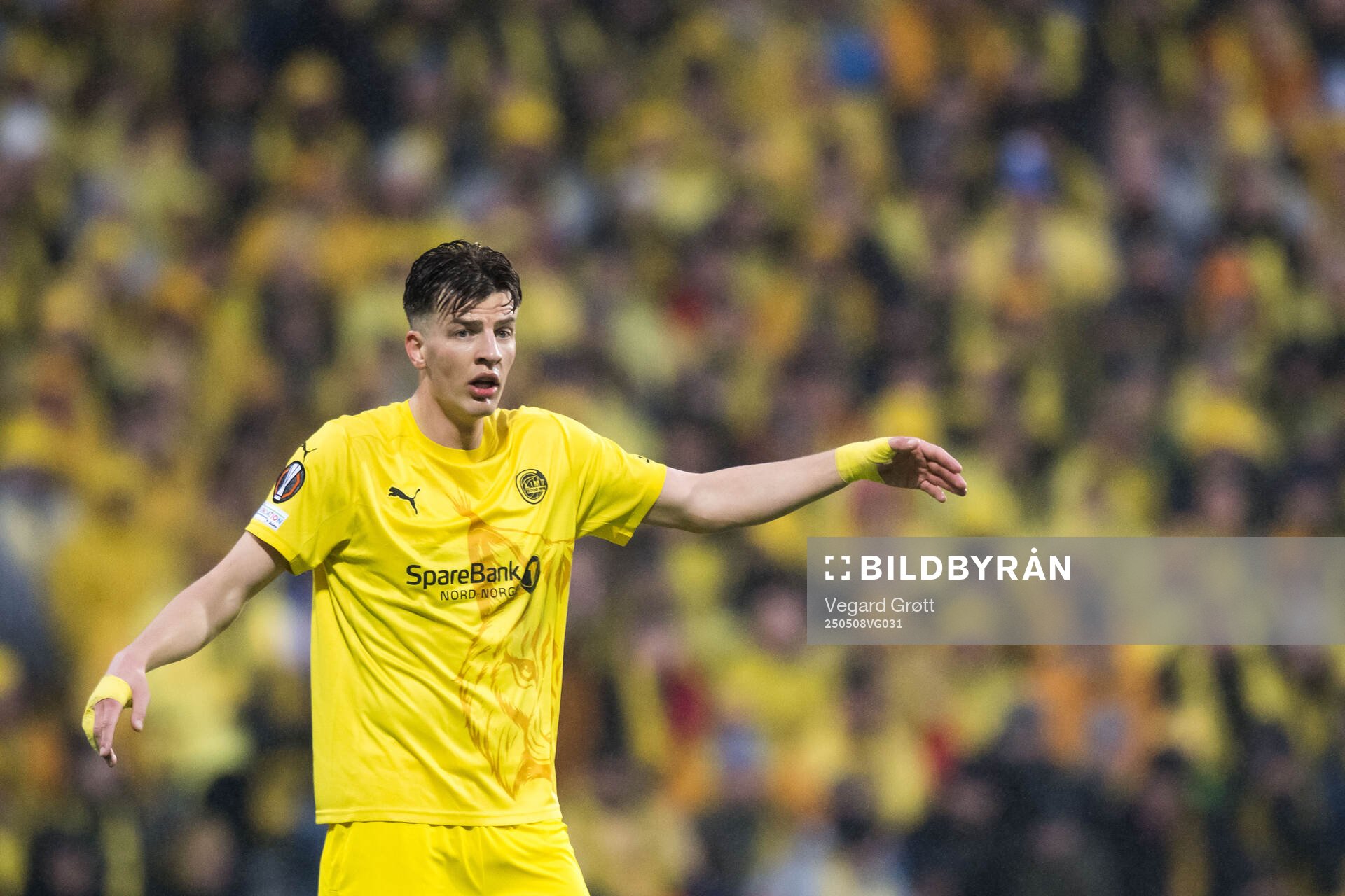 Jostein Gundersen of Bodø/Glimt during the UEFA Europa League semi-final football match between Bodø/Glimt and Tottenham on May 8, 2025 in Bodø.