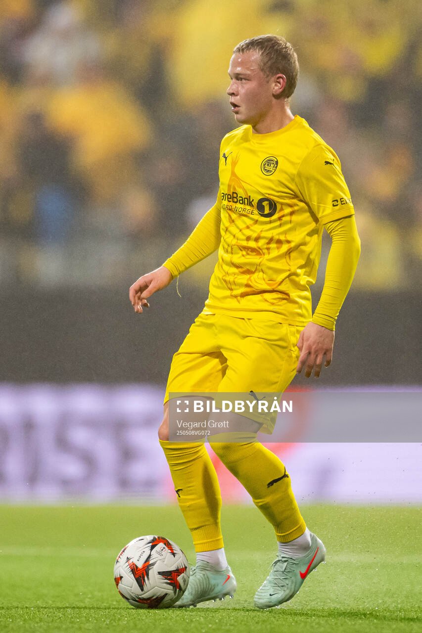 Sondre Auklend of Bodø/Glimt during the UEFA Europa League semi-final football match between Bodø/Glimt and Tottenham on May 8, 2025 in Bodø.