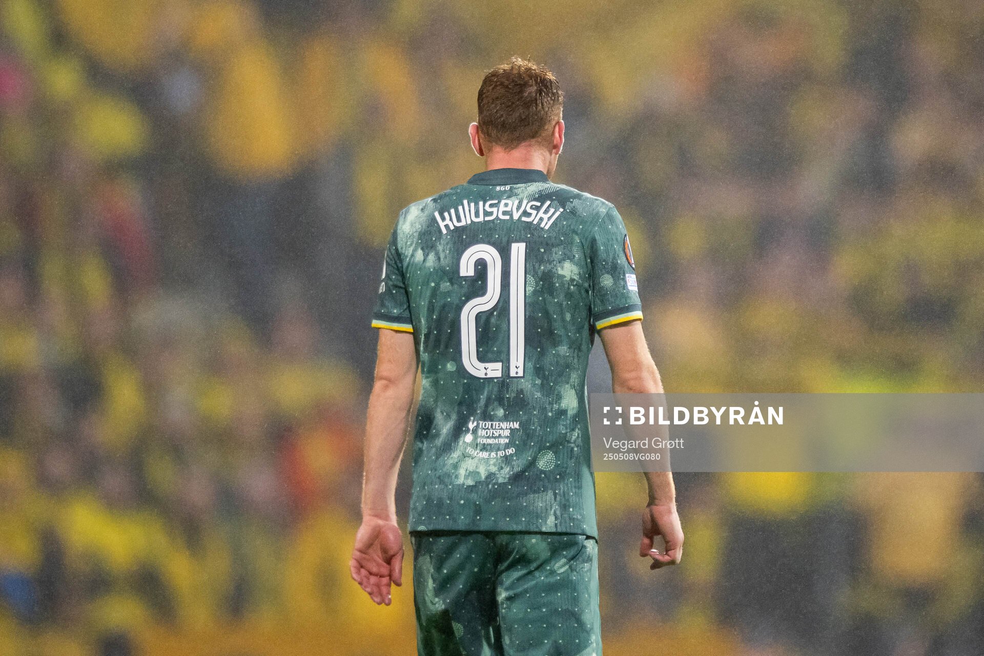 Dejan Kulusevski of Tottenham Hotspur during the UEFA Europa League semi-final football match between Bodø/Glimt and Tottenham on May 8, 2025 in Bodø.