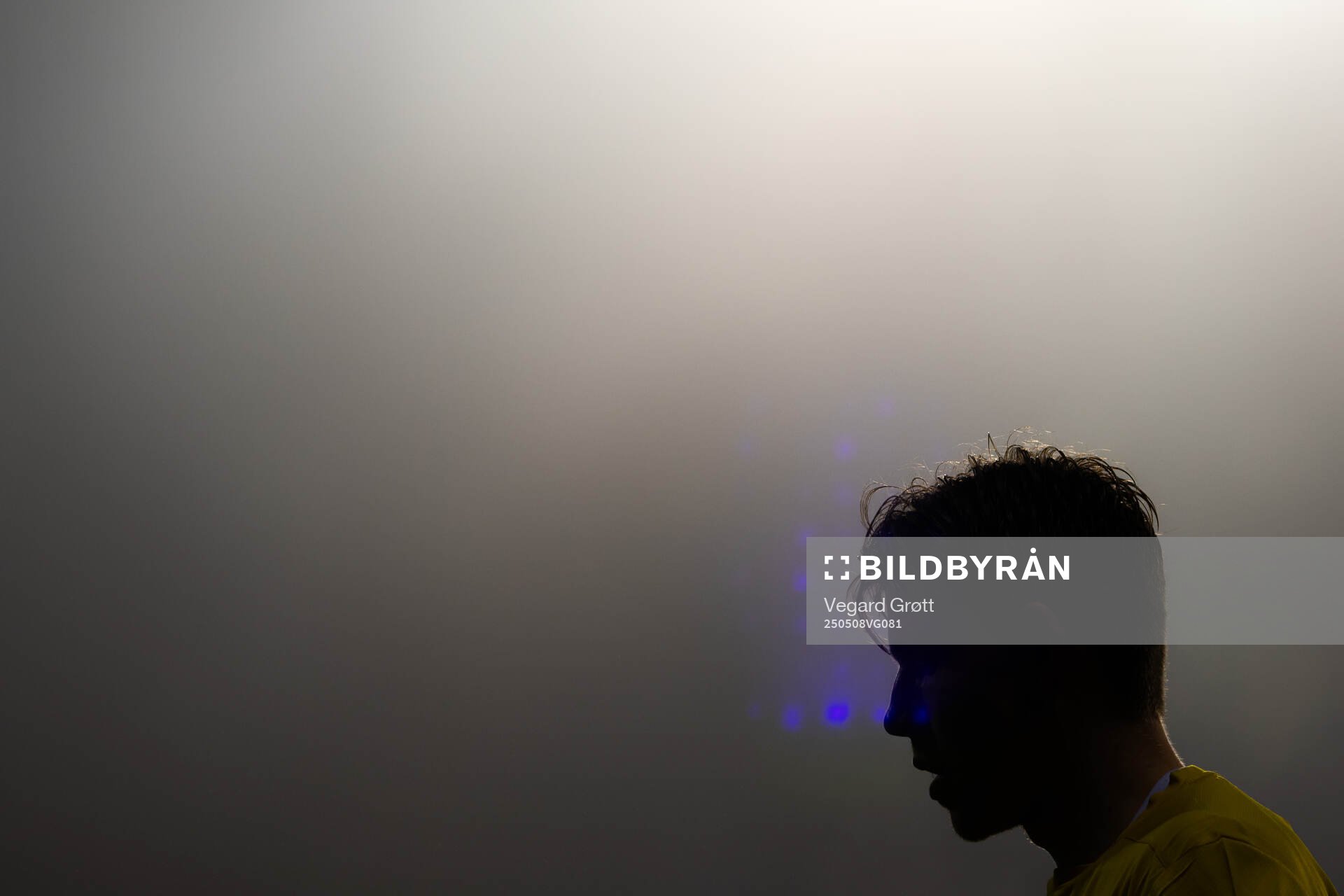 The silhouette of Jens Petter Hauge of Bodø/Glimt during the UEFA Europa League semi-final football match between Bodø/Glimt and Tottenham on May 8, 2025 in Bodø.