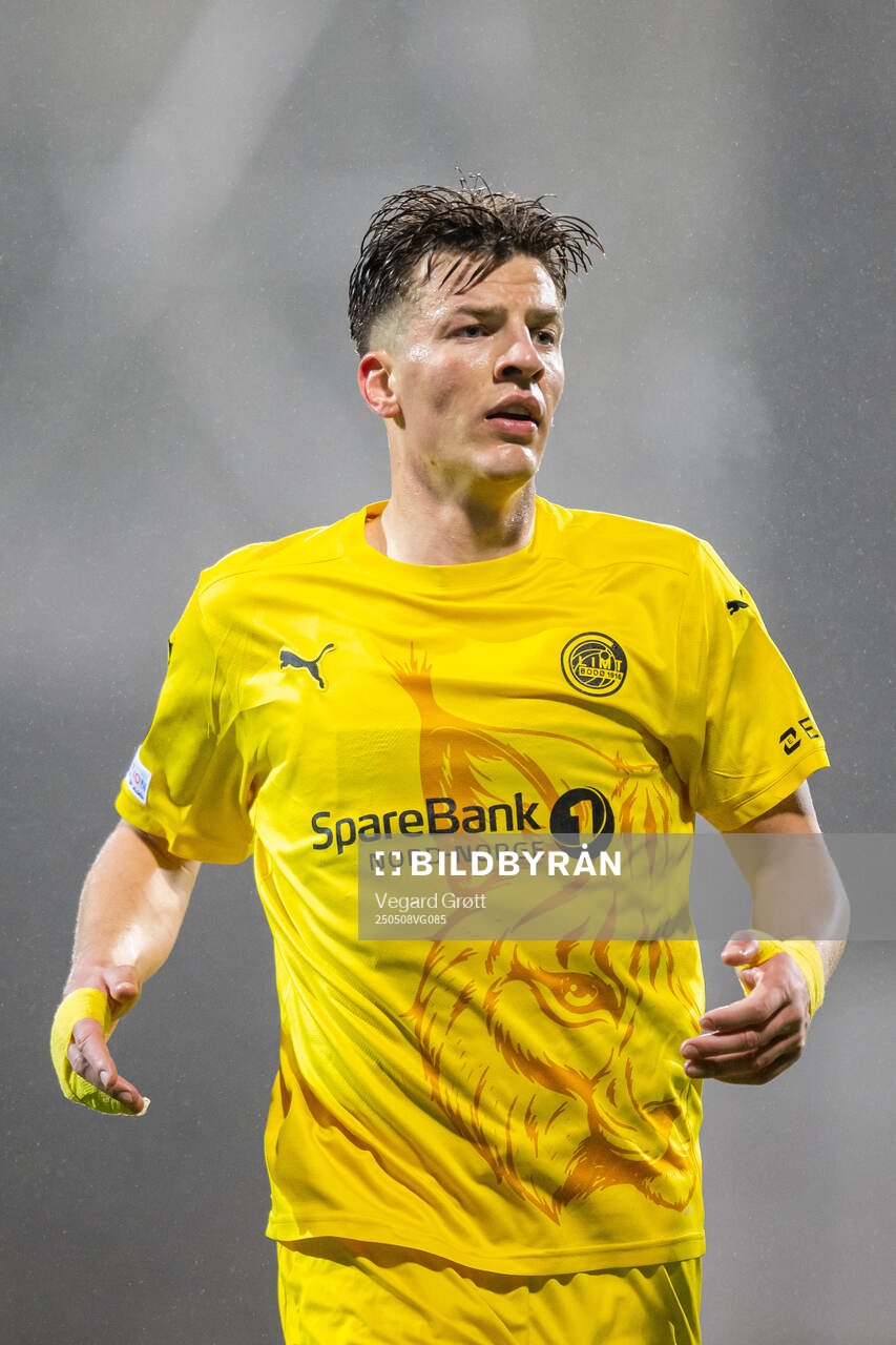 Jostein Gundersen of Bodø/Glimt during the UEFA Europa League semi-final football match between Bodø/Glimt and Tottenham on May 8, 2025 in Bodø.