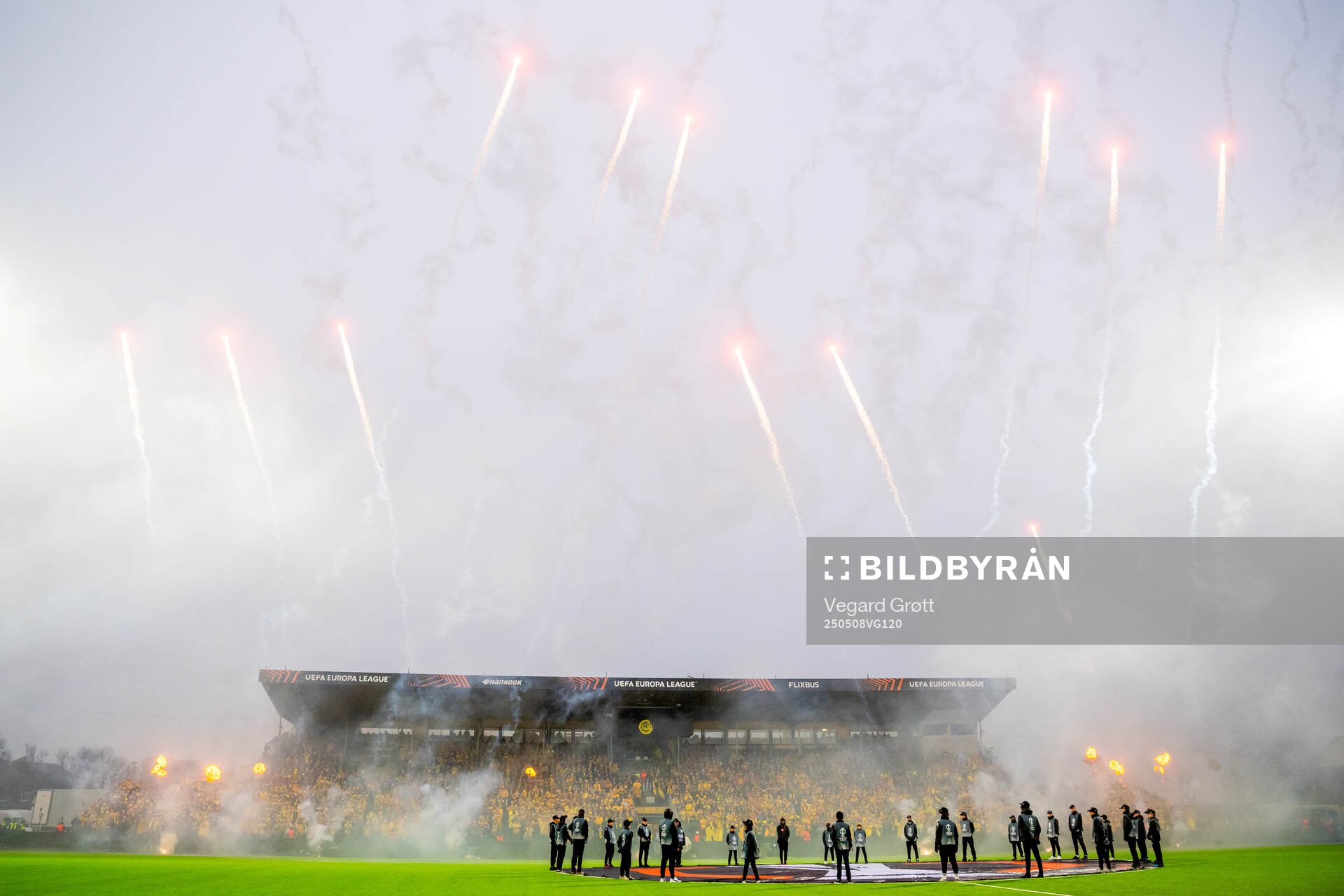 General view of Aspmyra Stadion ahead of the UEFA Europa League semi-final football match between Bodø/Glimt and Tottenham on May 8, 2025 in Bodø.