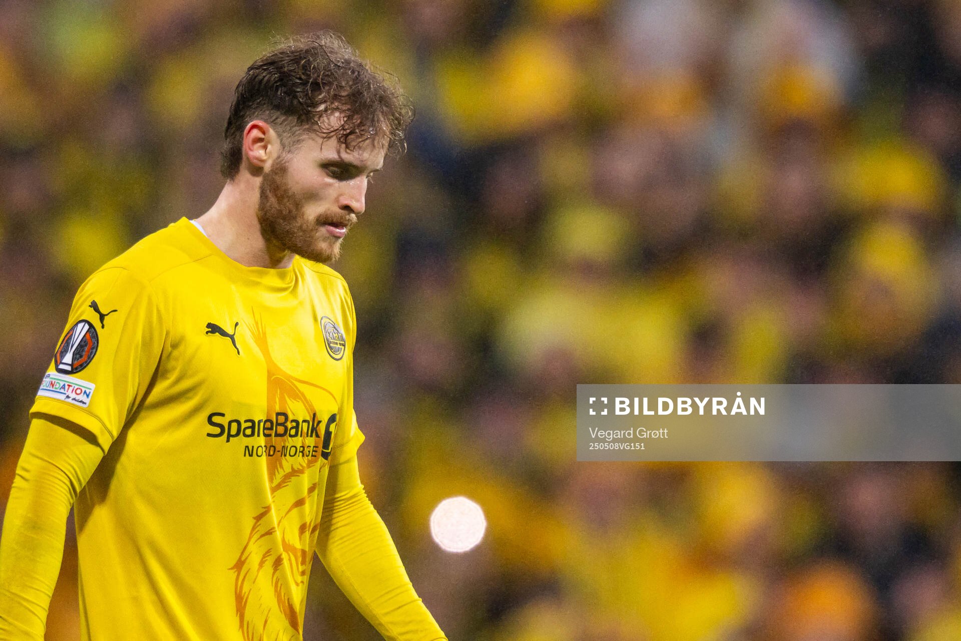 Ole Didrik Blomberg of Bodø/Glimt during the UEFA Europa League semi-final football match between Bodø/Glimt and Tottenham on May 8, 2025 in Bodø.