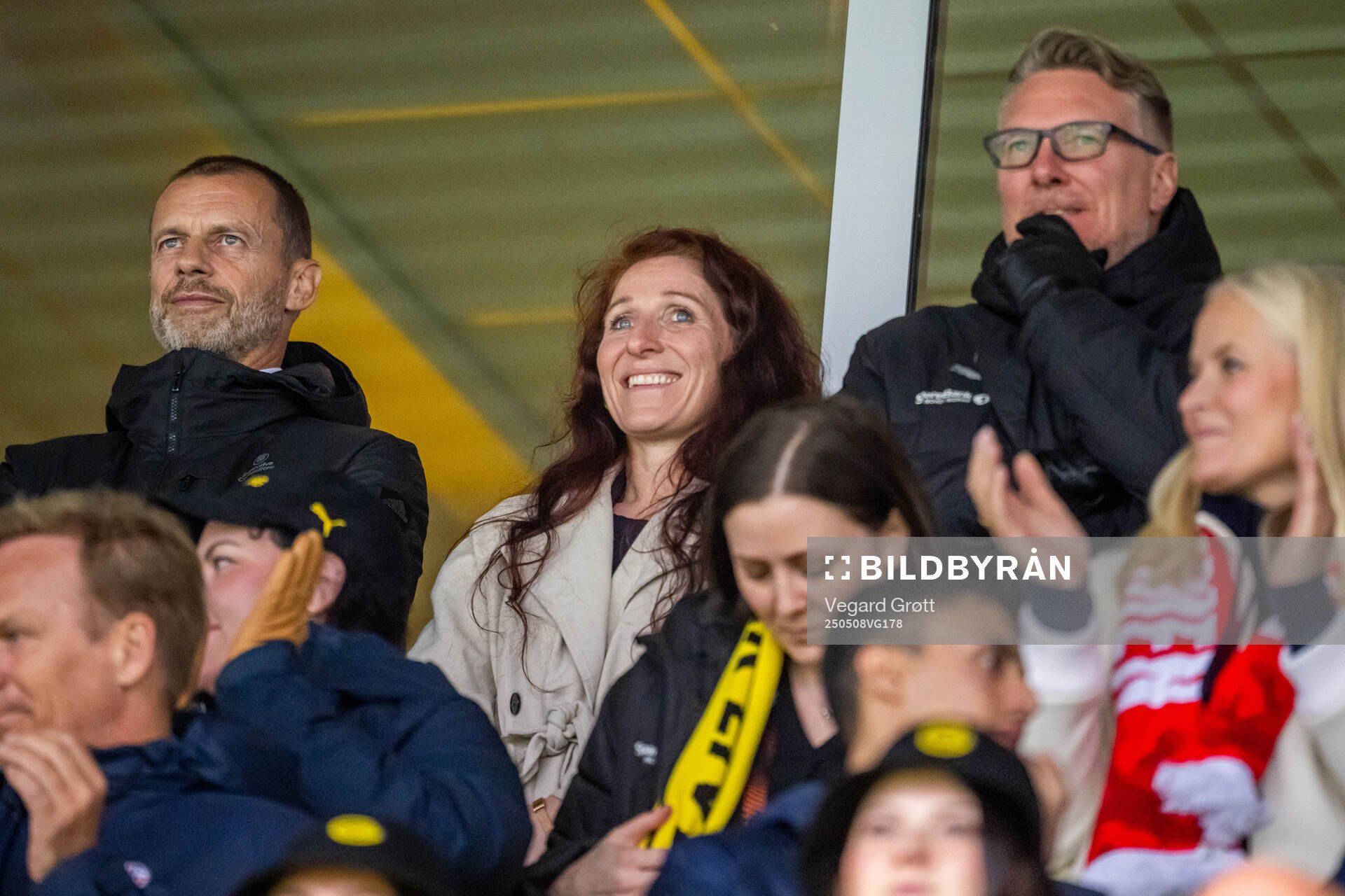 UEFA president Aleksander Ceferin and Lise Klaveness,