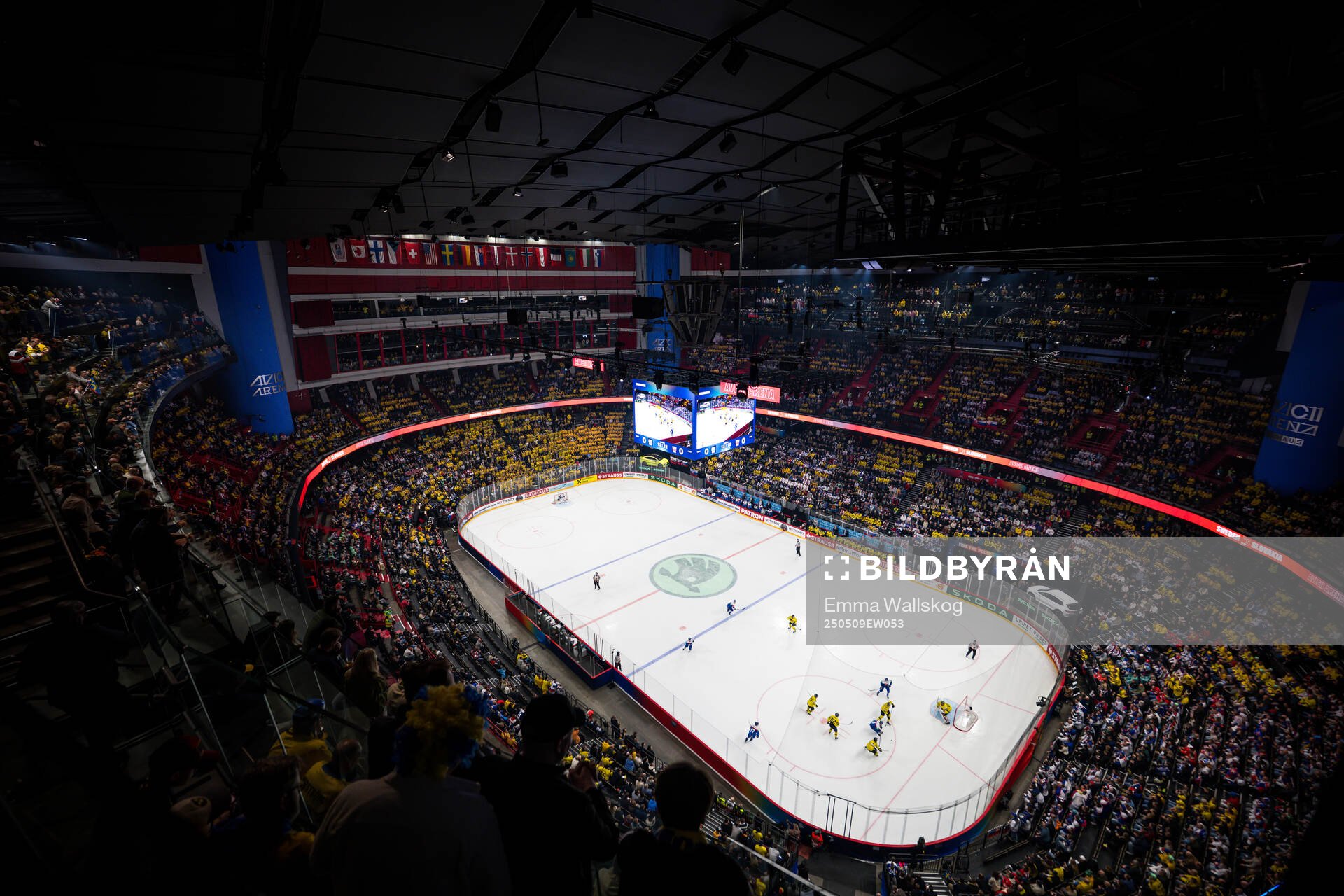General view of Avicii Arena with spectators in the stands