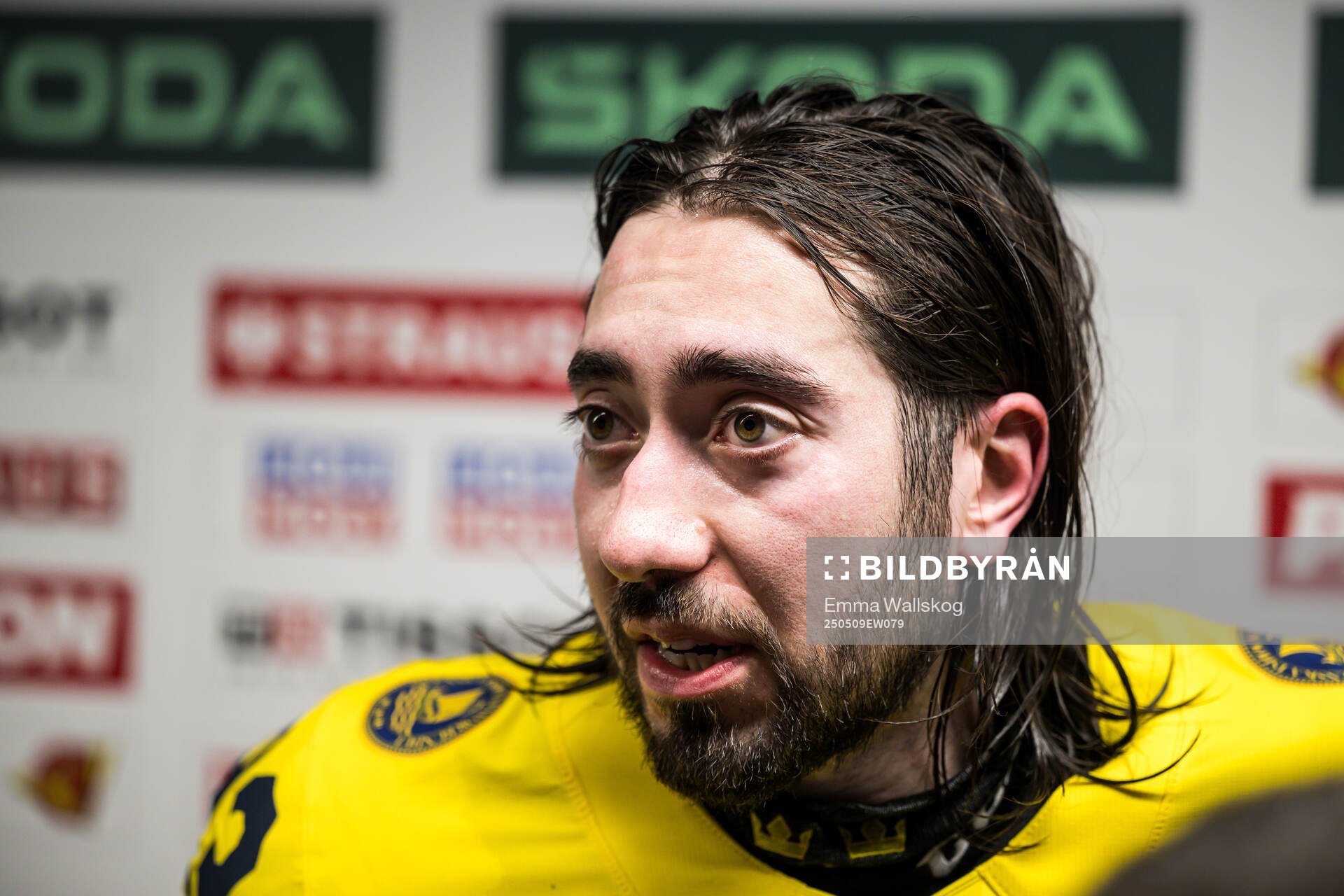 Mika Zibanejad of Sweden is being interviewed