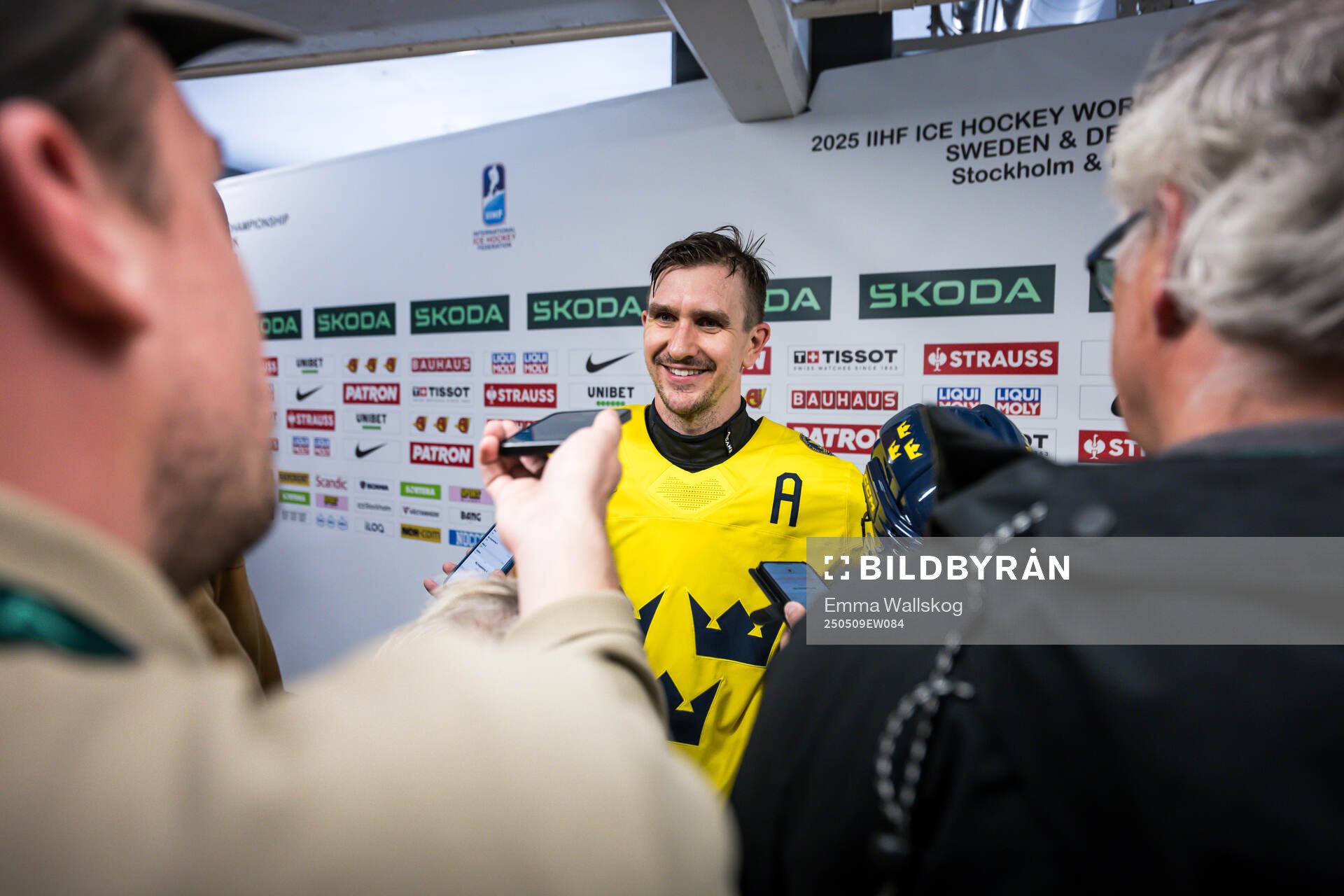 Mikael Backlund of Sweden is being interviewed