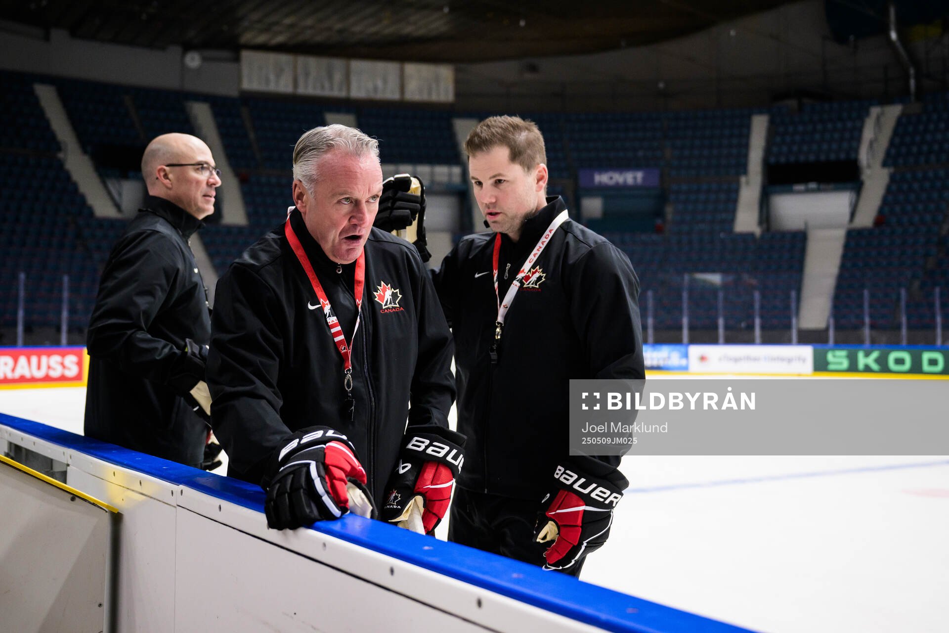 Head coach Dean Evason of Canada at a practice session