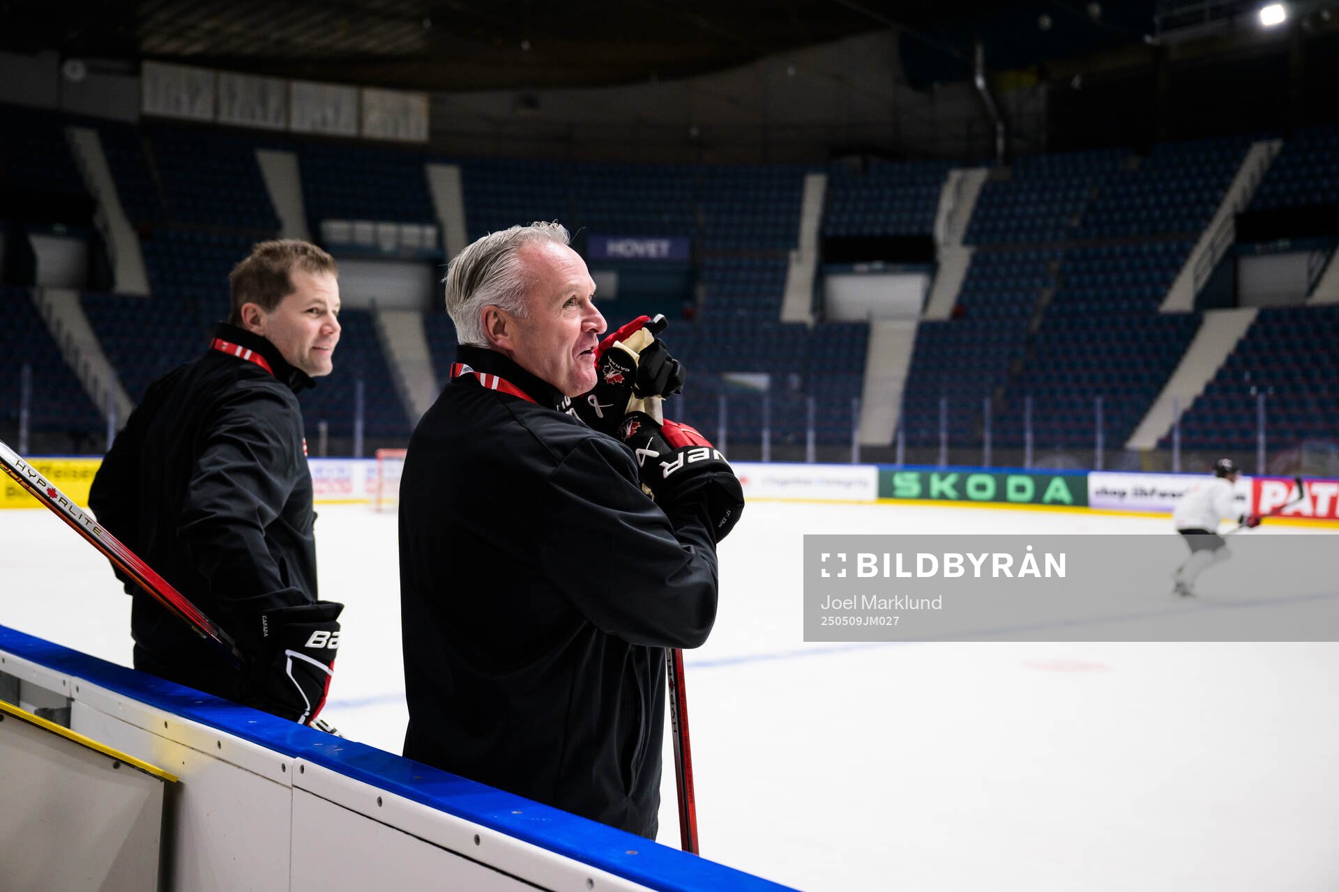 Head coach Dean Evason of Canada at a practice session