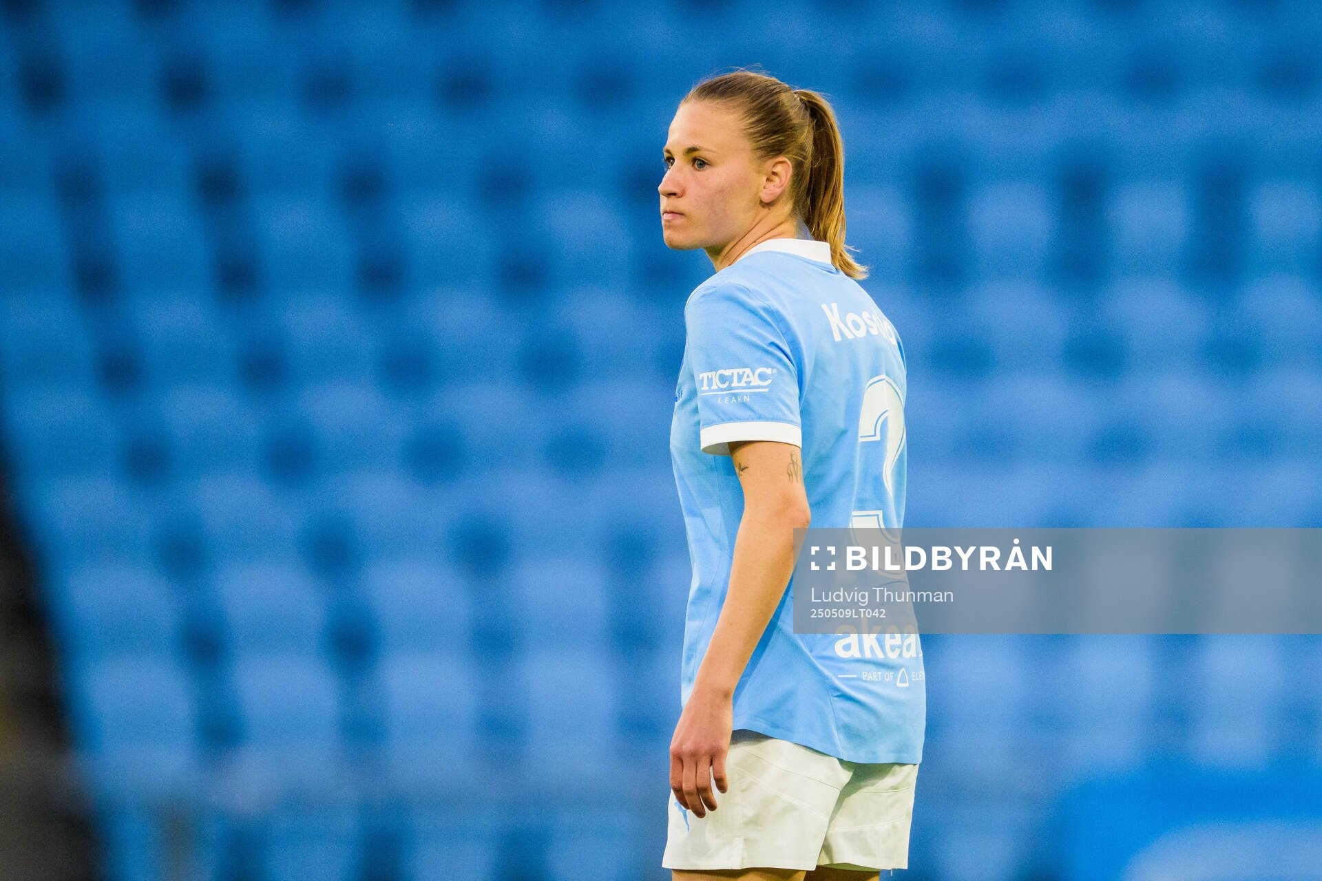 Malmö FFs Katariina Kosola under fotbollsmatchen i Damallsvenskan mellan Malmö FF och Alingsås den 9 maj 2025 i Malmö. 