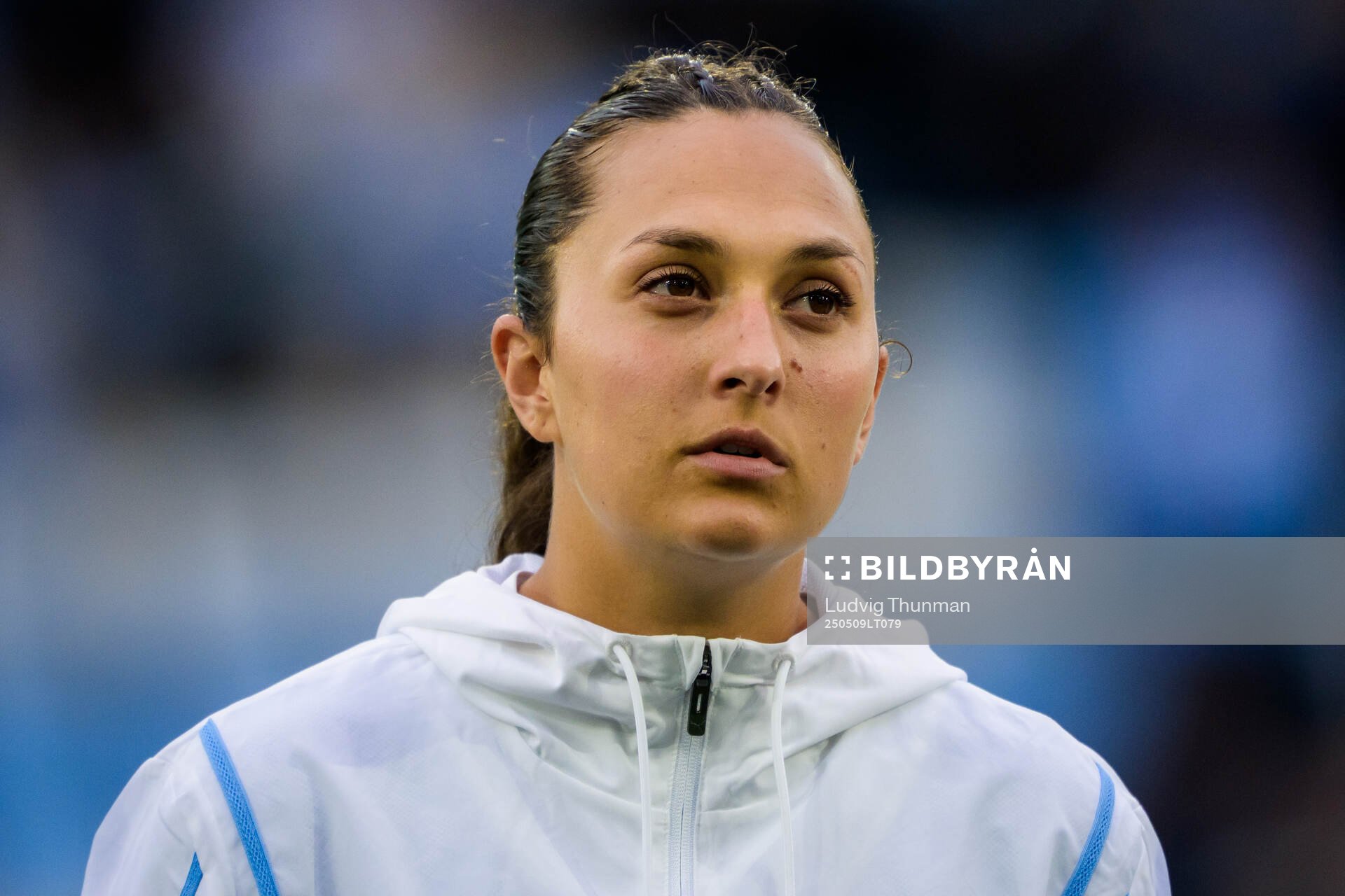 Malmö FFs Isabella D'Aquila inför fotbollsmatchen i Damallsvenskan mellan Malmö FF och Alingsås den 9 maj 2025 i Malmö. 