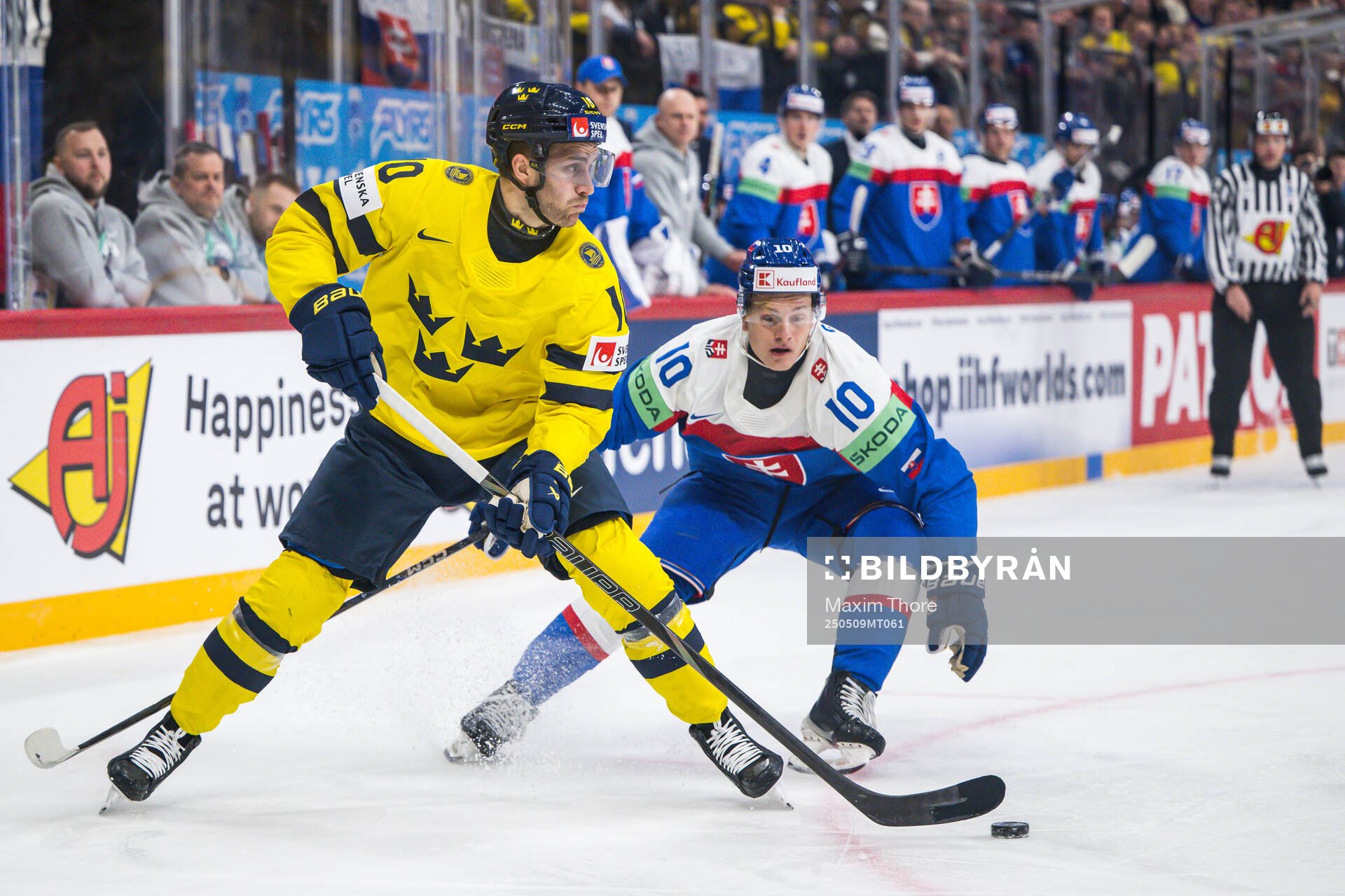 Alexander Wennberg of Sweden and Adam Sykora of Slovakia