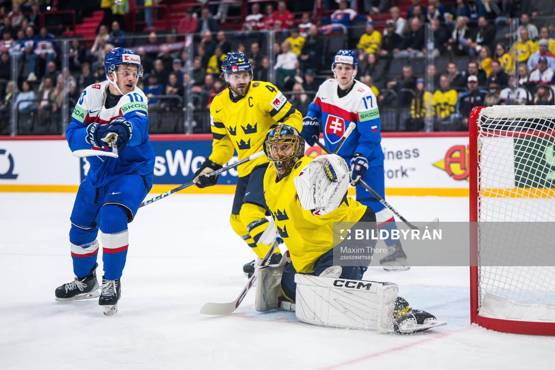 Goaltender Jacob Markström and Rasmus Andersson of Sweden
