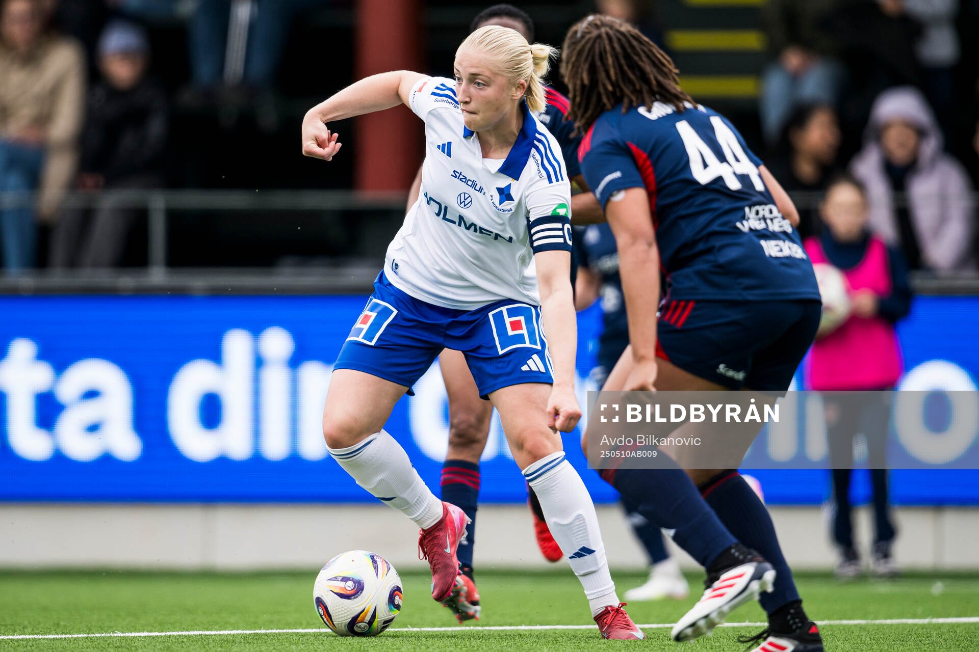 IFK Norrköpings Wilma Leidhammar under fotbollsmatchen i Damallsvenskan mellan Rosengård och IFK Norrköping den 10 maj 2025 i Malmö.