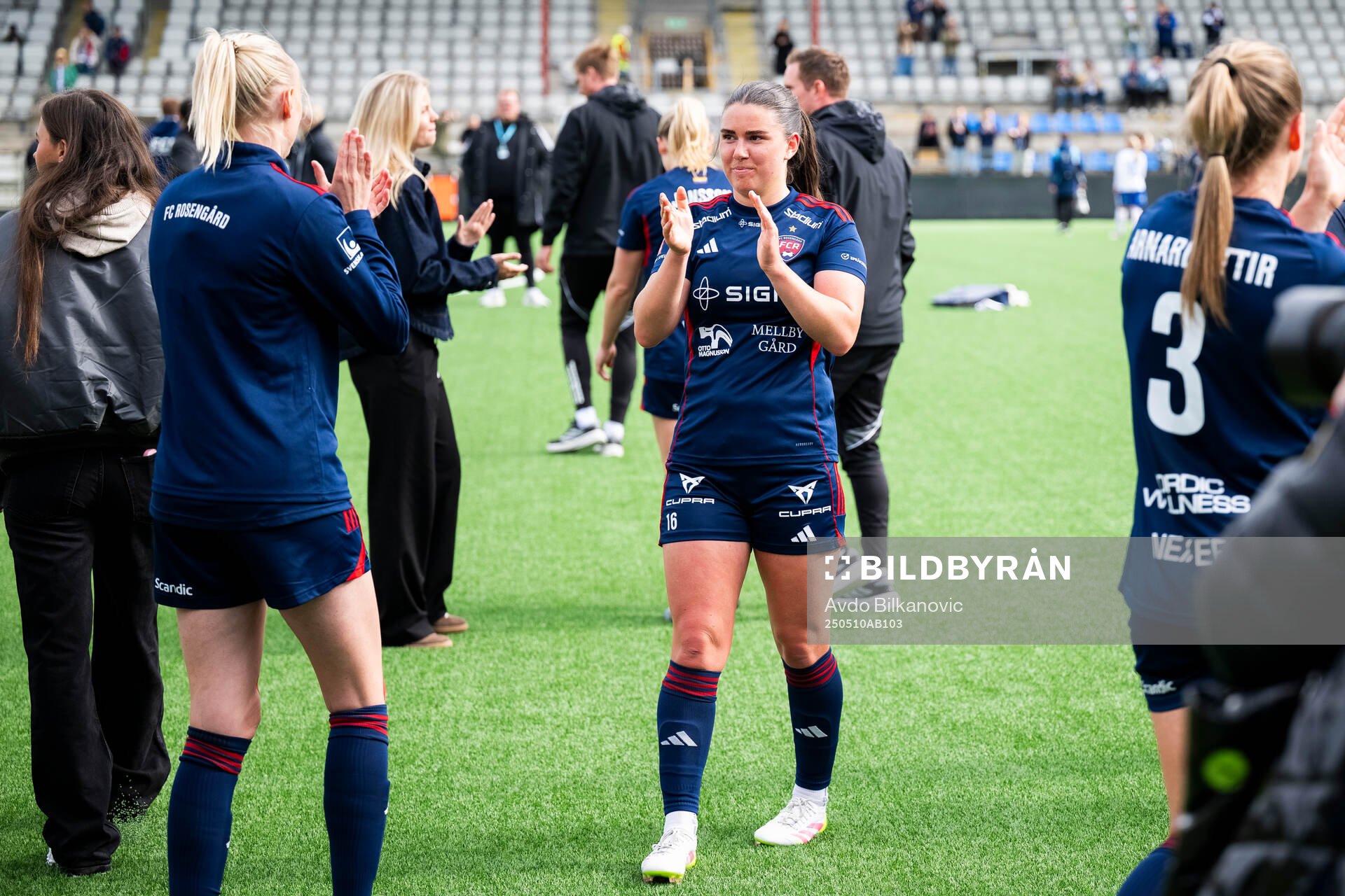 Rosengårds Emilia Pelgander under fotbollsmatchen i Damallsvenskan mellan Rosengård och IFK Norrköping den 10 maj 2025 i Malmö.