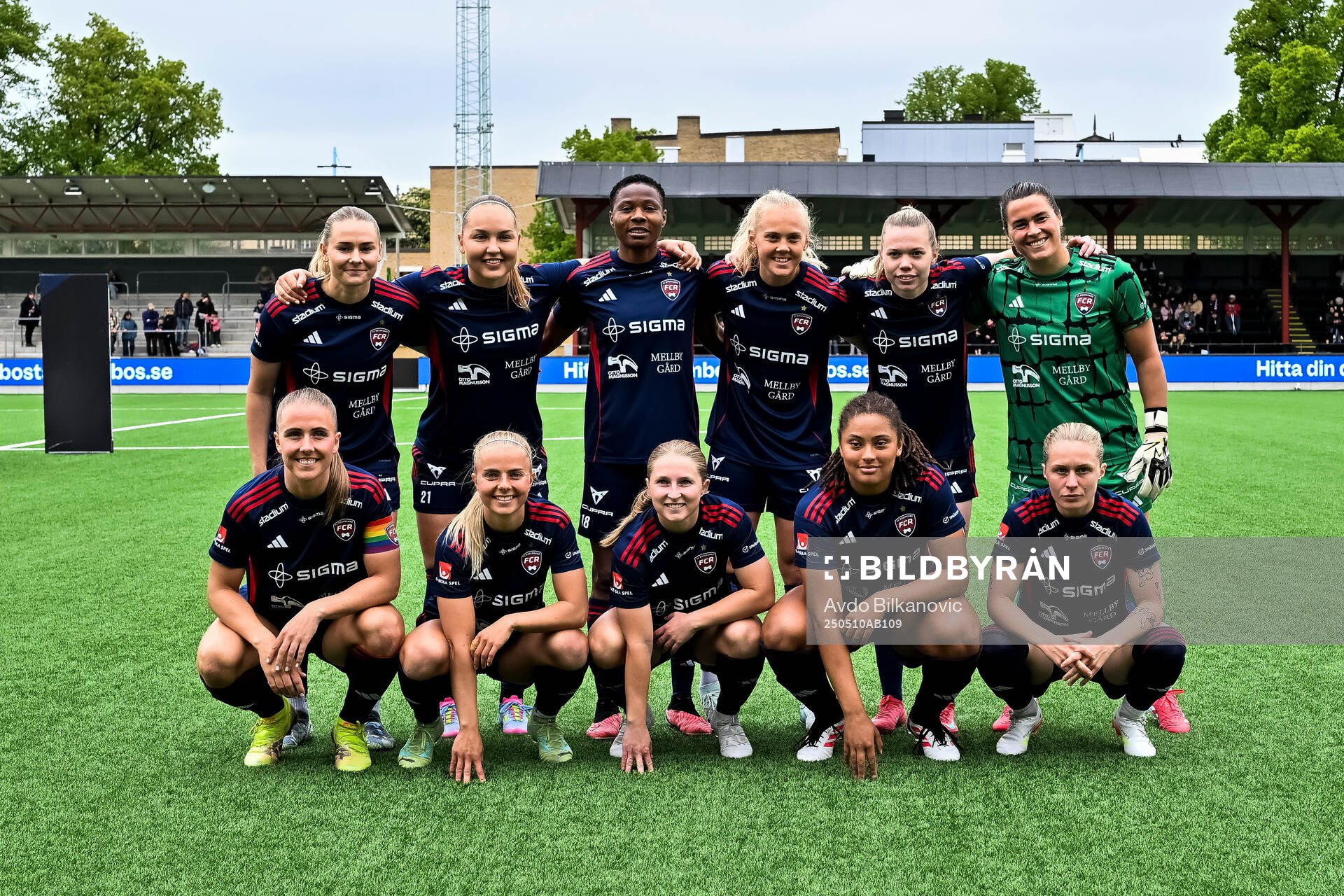 Rosengårds startelva inför fotbollsmatchen i Damallsvenskan mellan Rosengård och IFK Norrköping den 10 maj 2025 i Malmö. 
