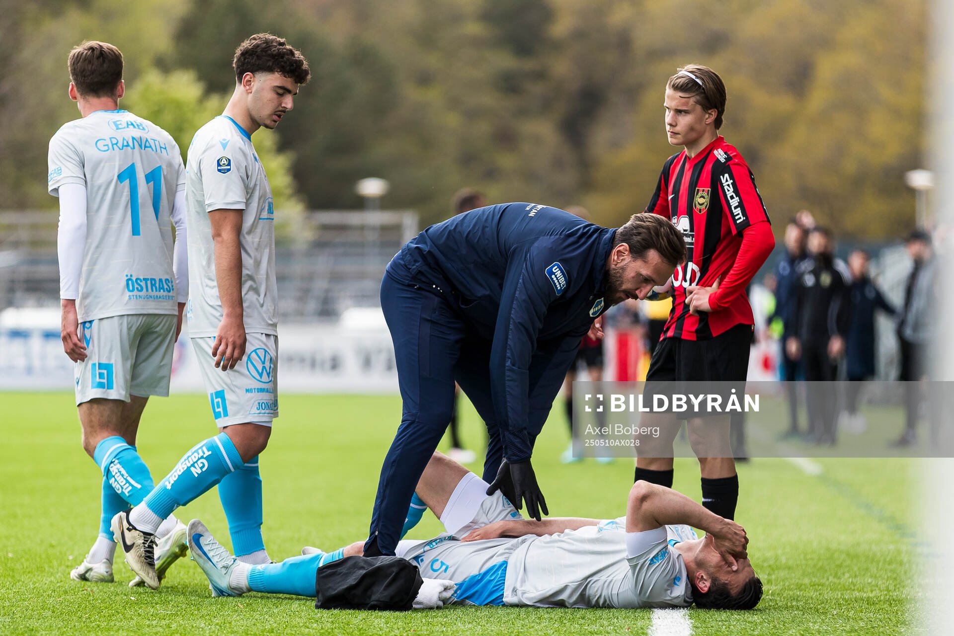 Halmstads Pascal Gregor har ontunder fotbollsmatchen i