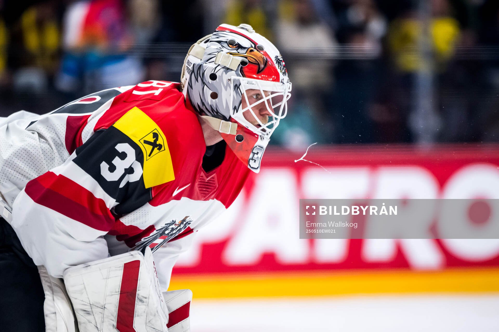 Goaltender David Kickert of Austria