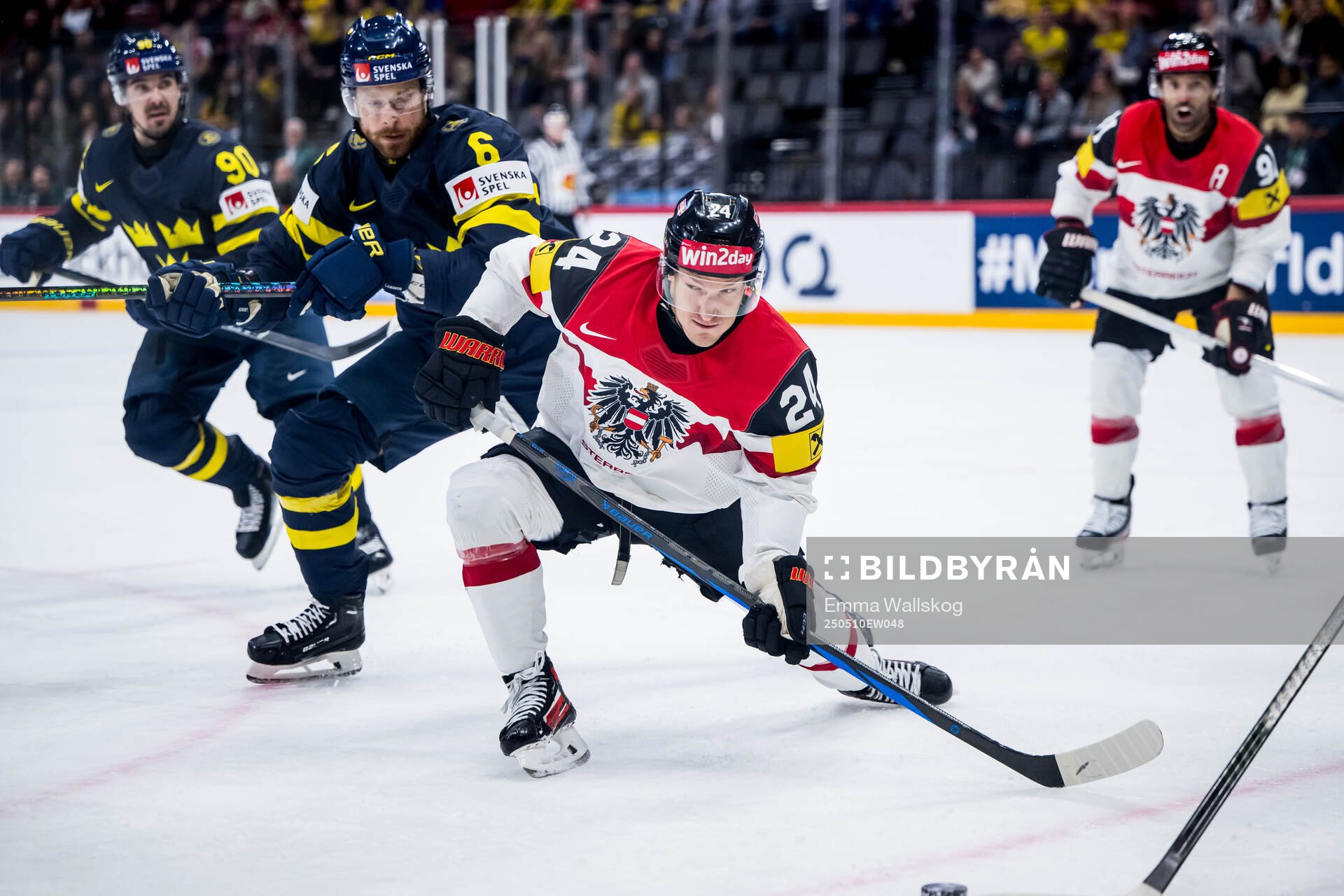 Adam Larsson of Sweden and Benjamin Baumgartner of Austria