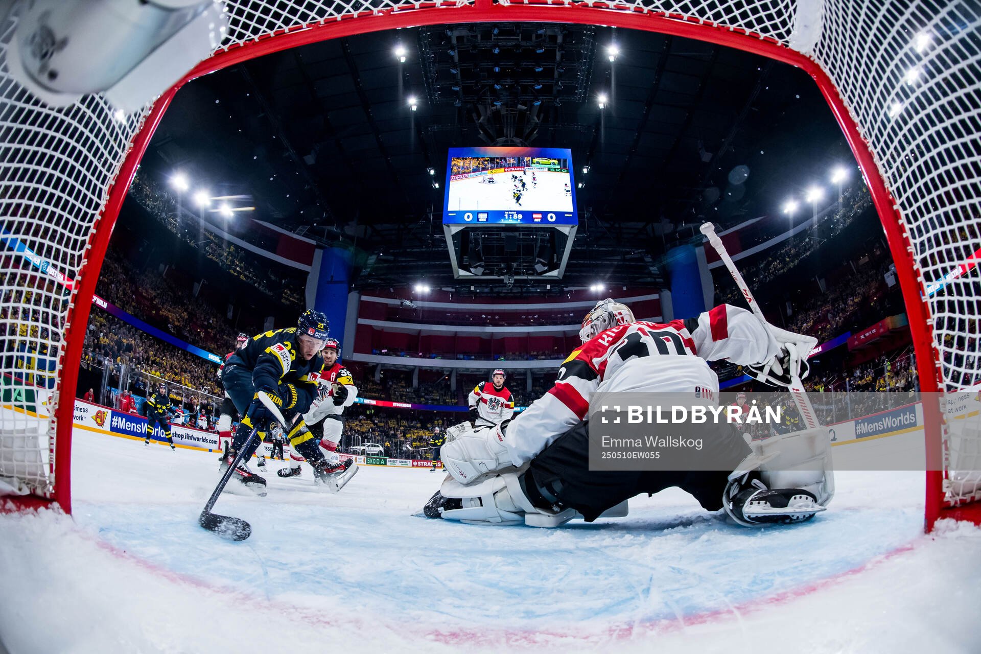 Lucas Raymond of Sweden against Bernd Wolf and goaltender