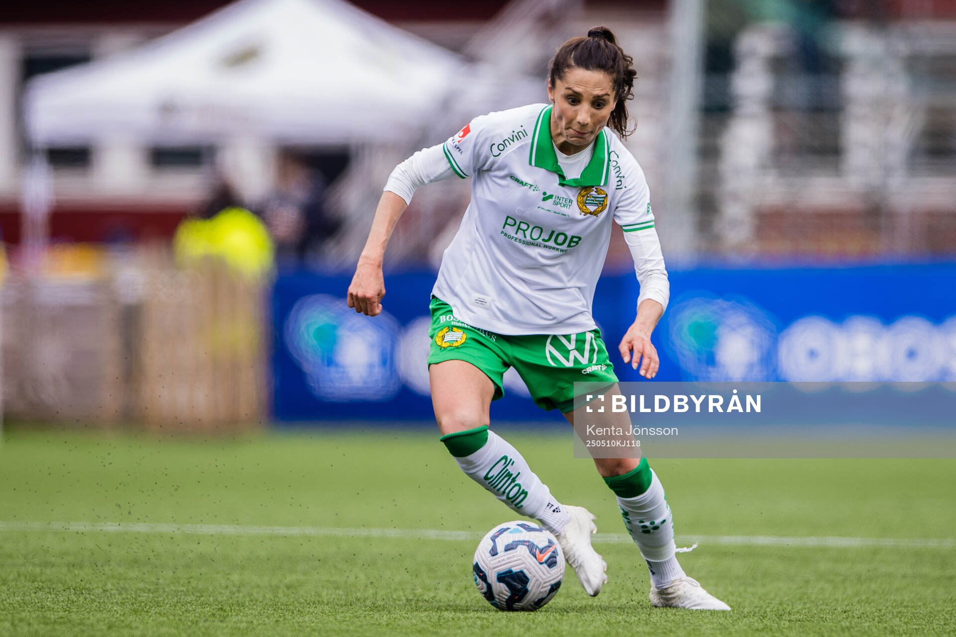 Hammarbys Nadia Nadim under fotbollsmatchen i Damallsvenskan mellan AIK och Hammarby den 10 maj 2025 i Stockholm. 