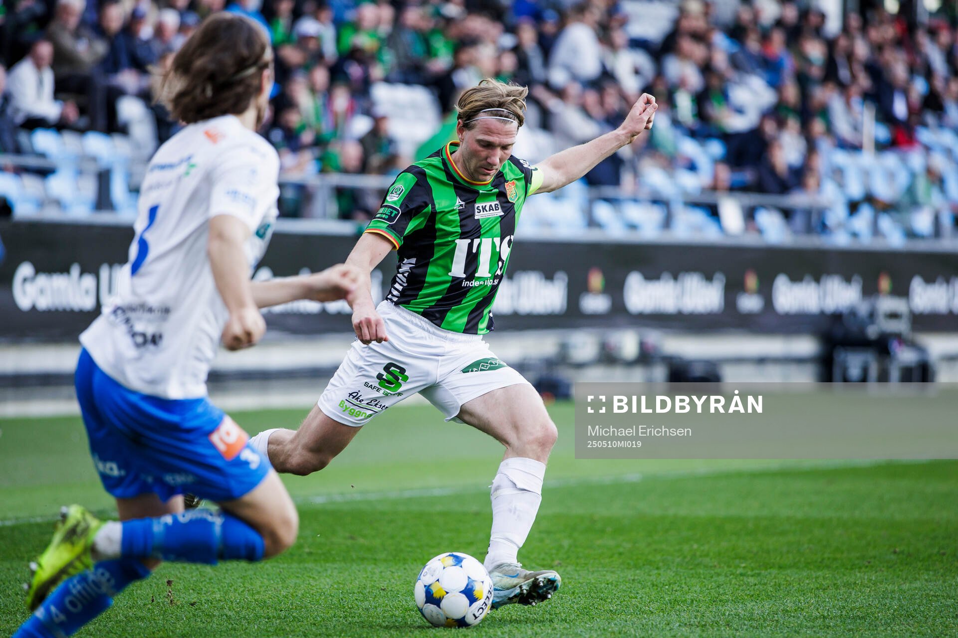 GAIS August Wängberg under fotbollsmatchen i Allsvenskan mellan GAIS och Värnamo den 10 maj 2025 i Göteborg. 