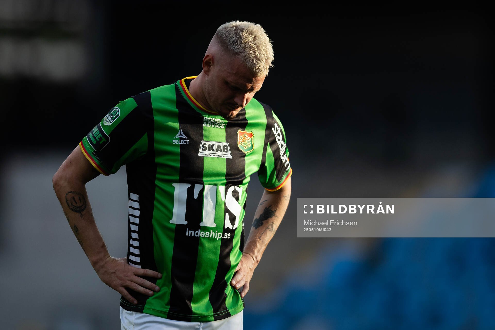 GAIS Jonas Lindberg efter fotbollsmatchen i Allsvenskan mellan GAIS och Värnamo den 10 maj 2025 i Göteborg. 