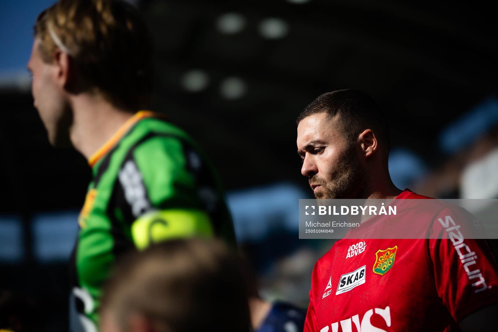 GAIS målvakt Mergim Krasniqi inför fotbollsmatchen i Allsvenskan mellan GAIS och Värnamo den 10 maj 2025 i Göteborg. 
