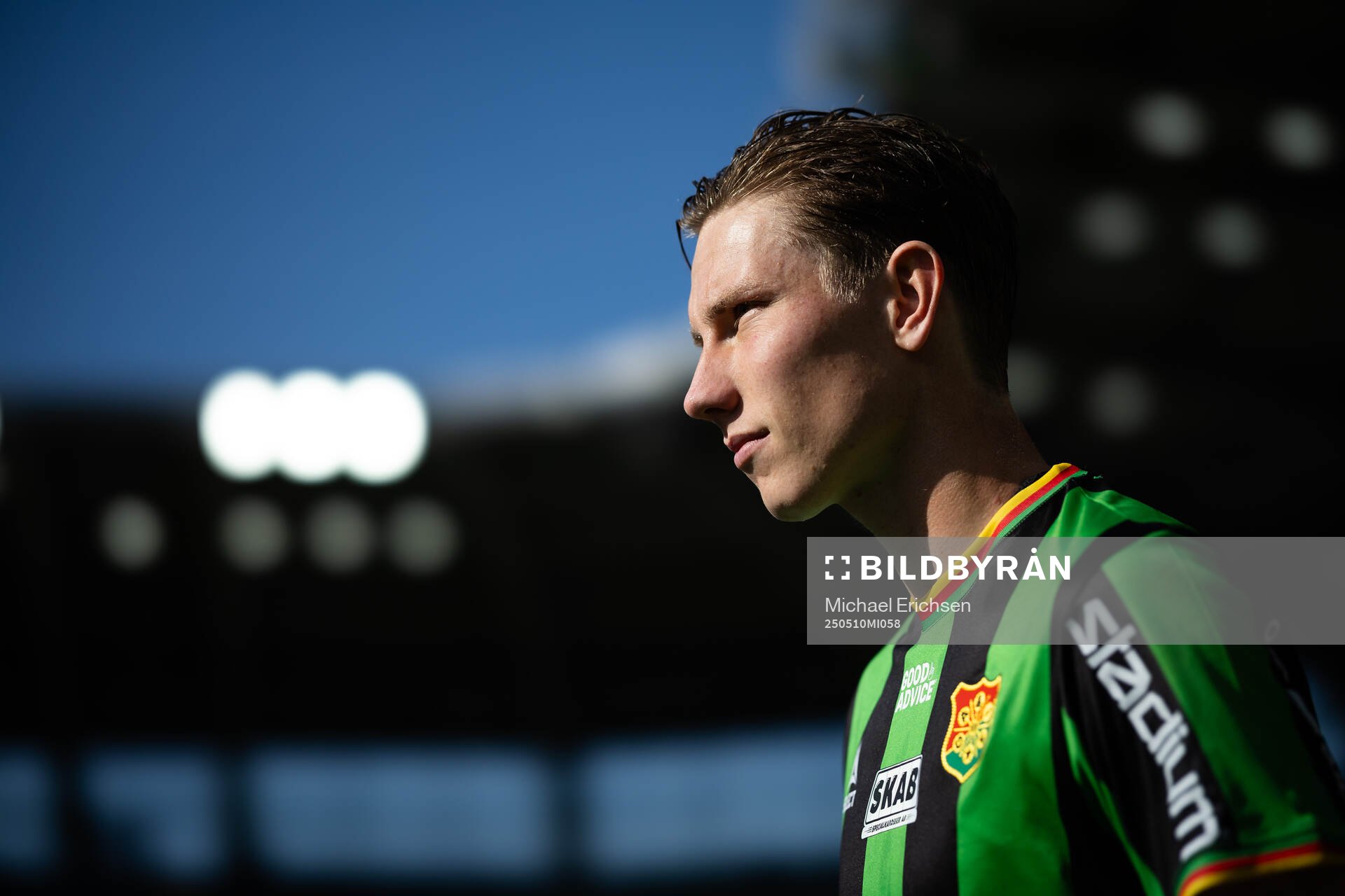 GAIS Robin Frej inför fotbollsmatchen i Allsvenskan mellan GAIS och Värnamo den 10 maj 2025 i Göteborg. 