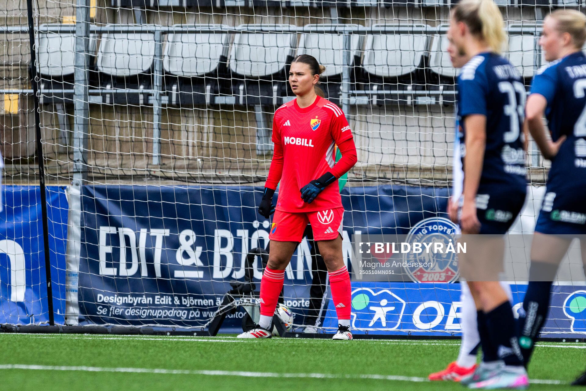 Djurgårdens målvakt Anna Aurora Koivunen under fotbollsmatchen i Damallsvenskan mellan Linköping och Djurgården den 10 maj 2025 i Linköping.