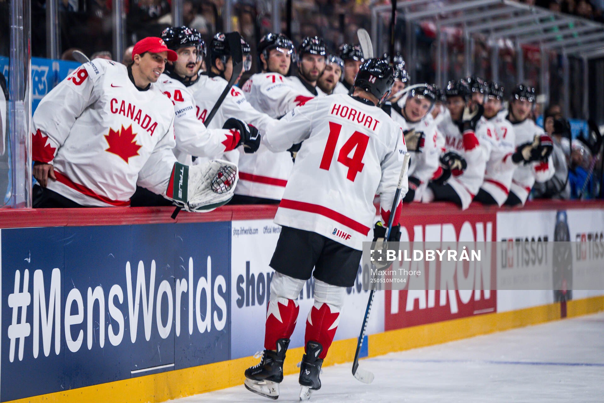 Goaltender Marc-André Fleury and Bo Horvat of Canada