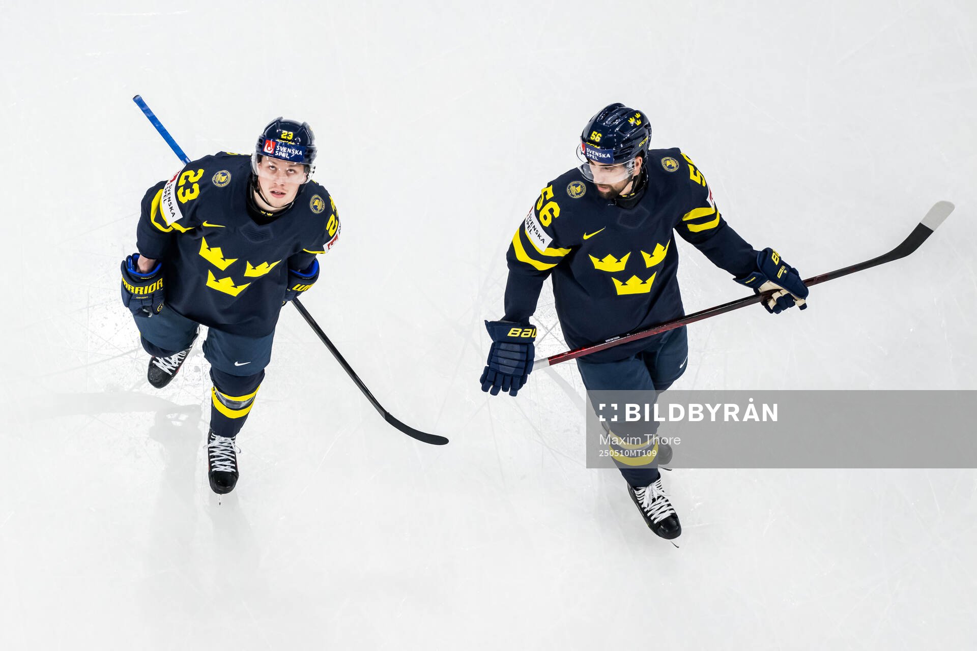 Lucas Raymond and Erik Gustafsson of Sweden look dejected