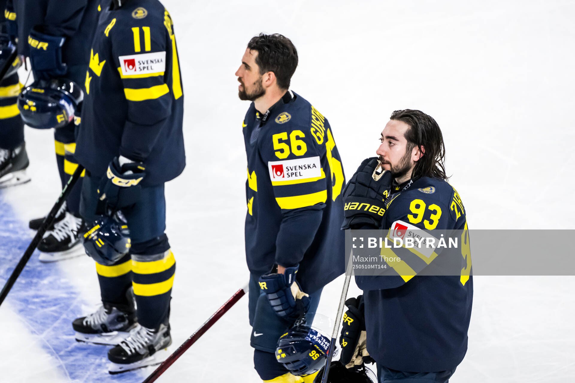Erik Gustafsson and Mika Zibanejad of Sweden