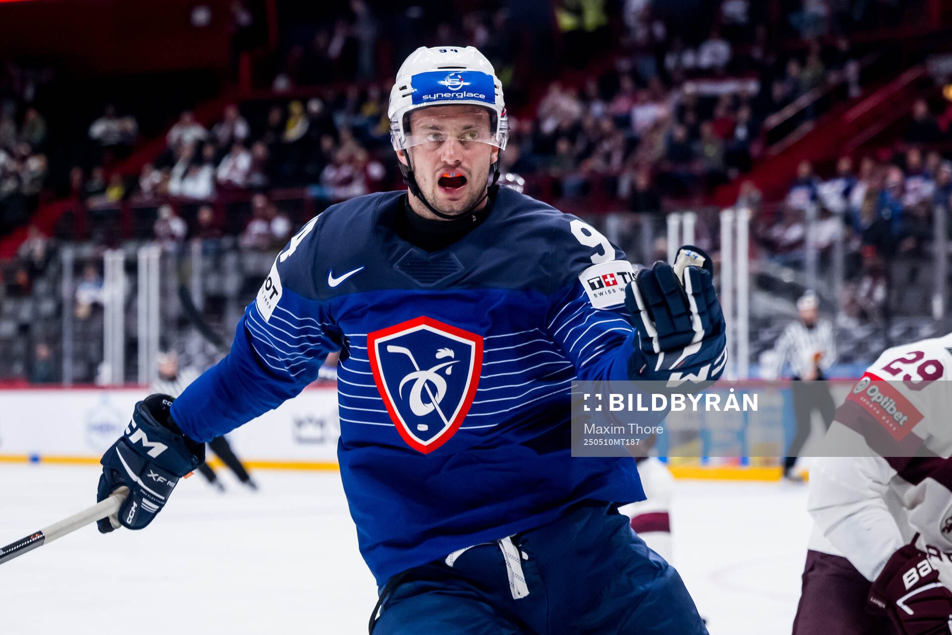 Tim Bozon of France reacts