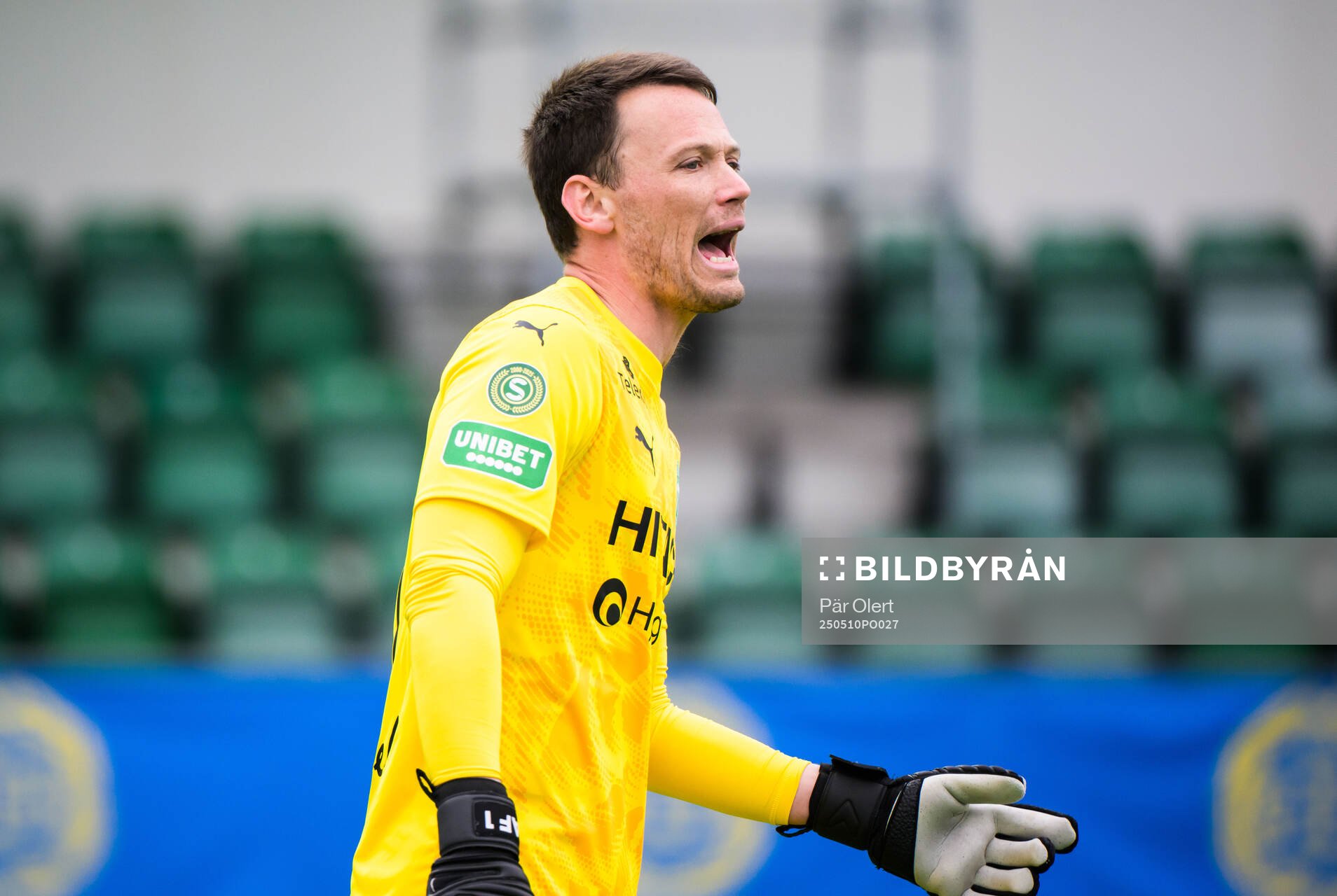 Västerås målvakt Anton Fagerström under fotbollsmatchen i Superettan mellan GIF Sundsvall och Västerås den 10 maj 2025 i Sundsvall. 