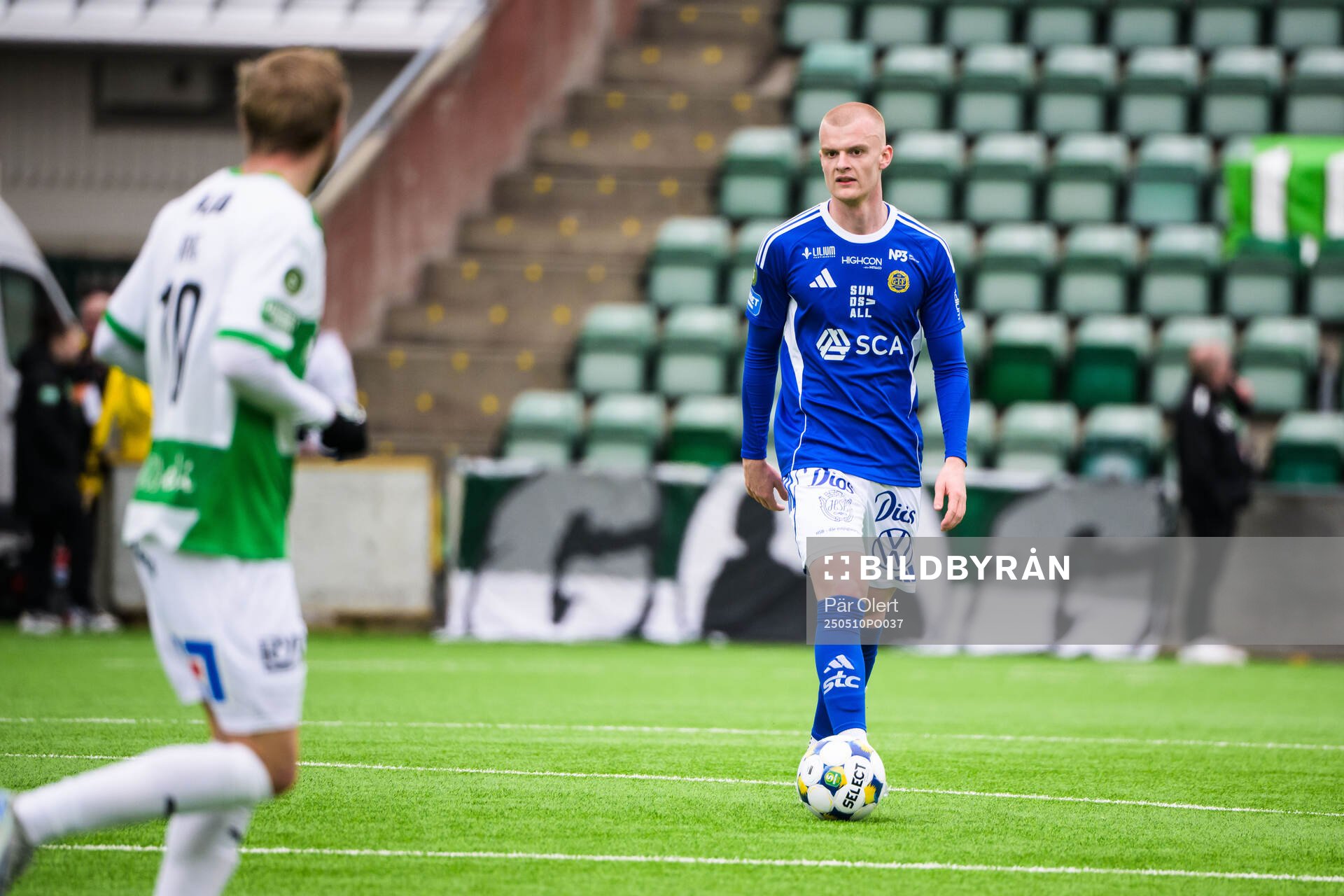 GIF Sundsvalls Lucas Forsberg under fotbollsmatchen i Superettan mellan GIF Sundsvall och Västerås den 10 maj 2025 i Sundsvall. 