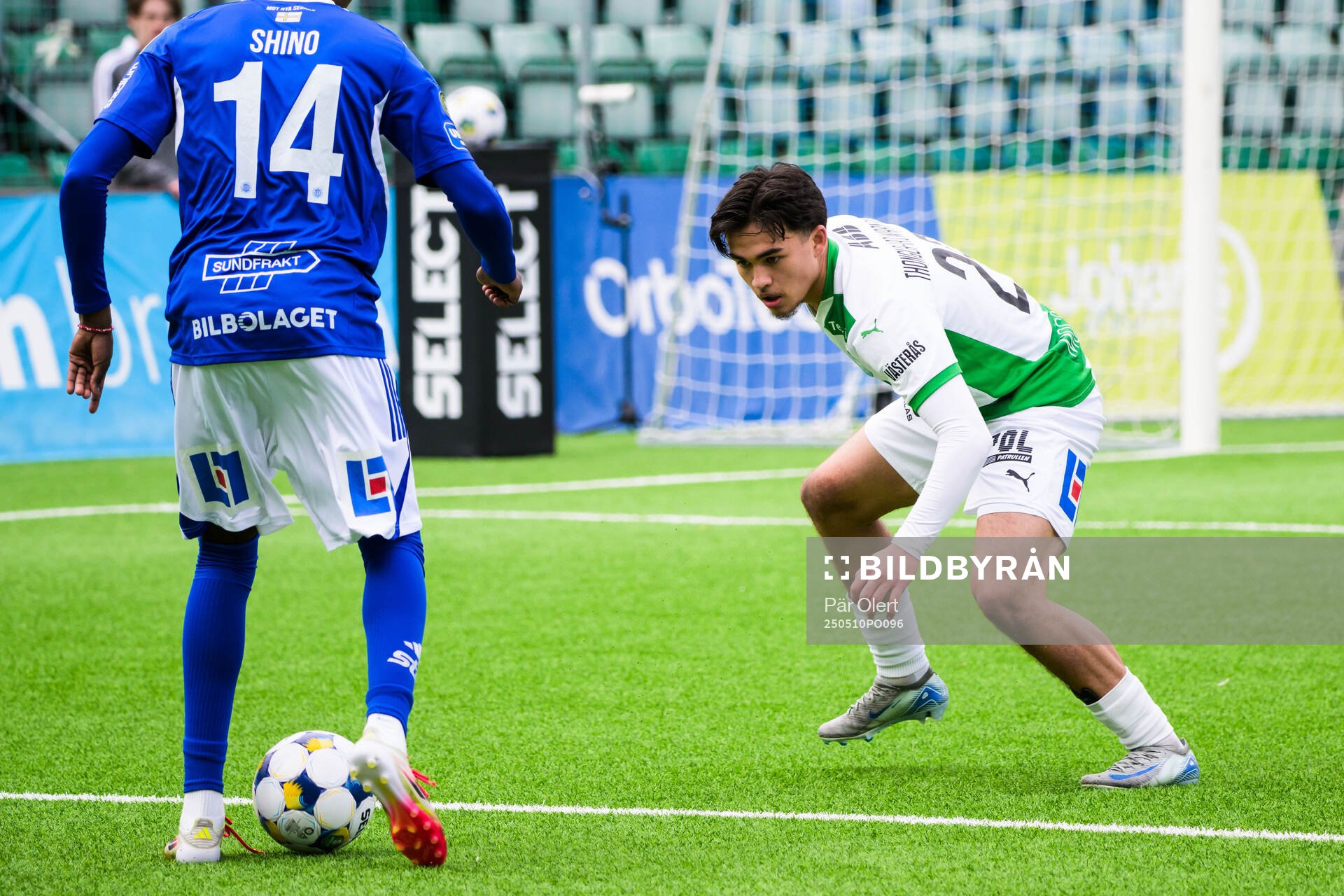 Västerås Alexander Thongla-Iad Warneryd under fotbollsmatchen i Superettan mellan GIF Sundsvall och Västerås den 10 maj 2025 i Sundsvall. 