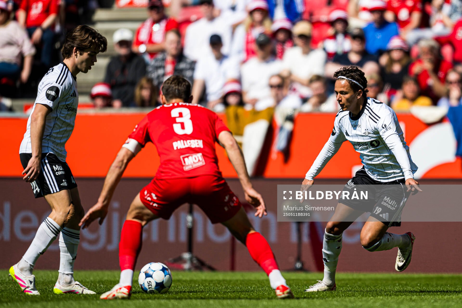 Adrian Nilsen Pereira of Rosenborg during the Eliteserien match between Brann and Rosenborg on May 11, 2025 in Bergen. 