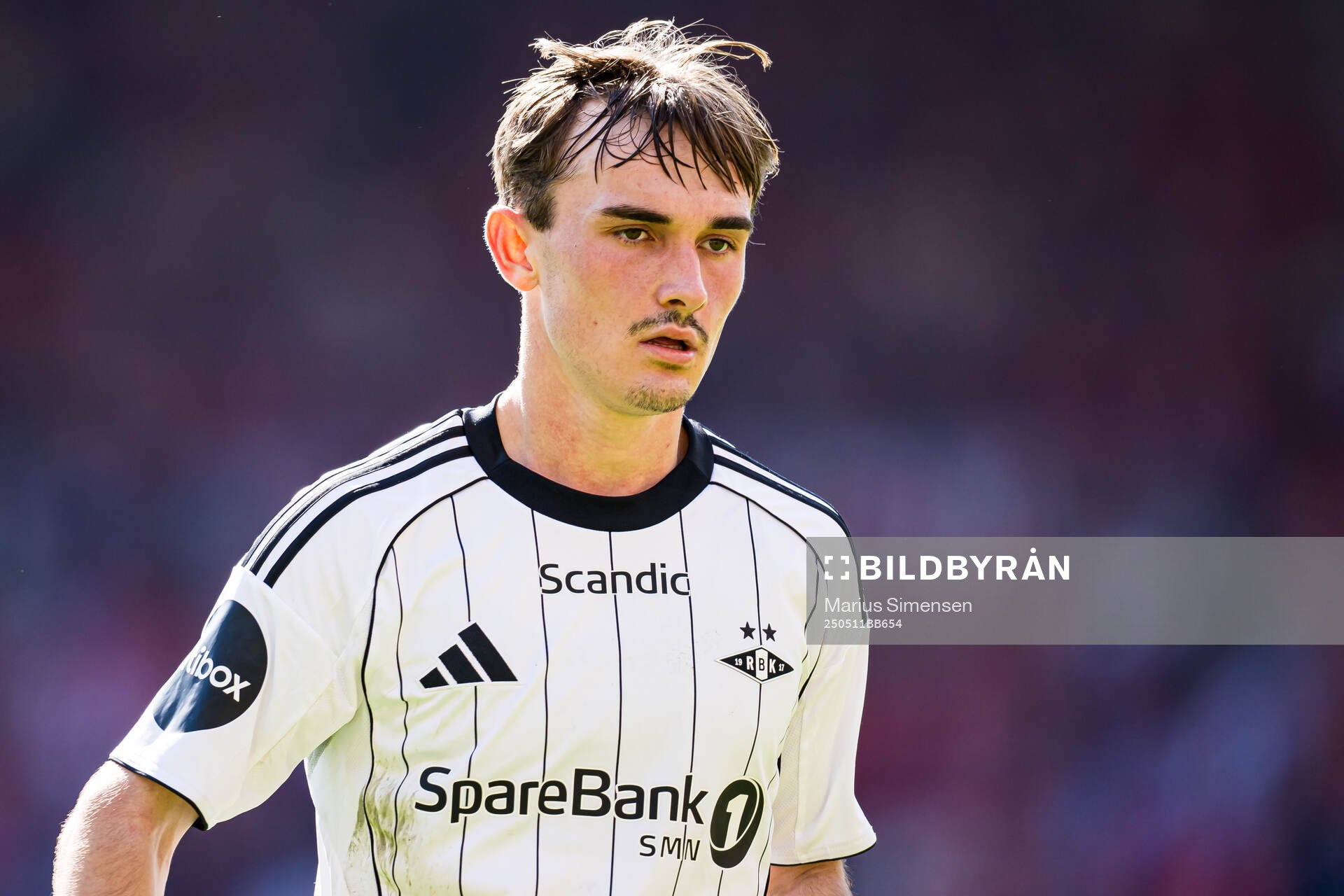 Marius Sivertsen Broholm of Rosenborg during the Eliteserien match between Brann and Rosenborg on May 11, 2025 in Bergen. 