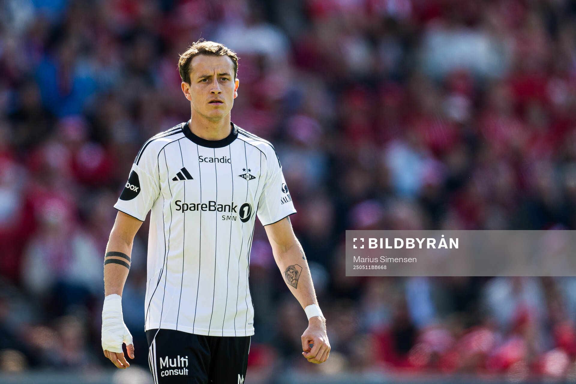 Ole Sæter of Rosenborg during the Eliteserien match between Brann and Rosenborg on May 11, 2025 in Bergen. 