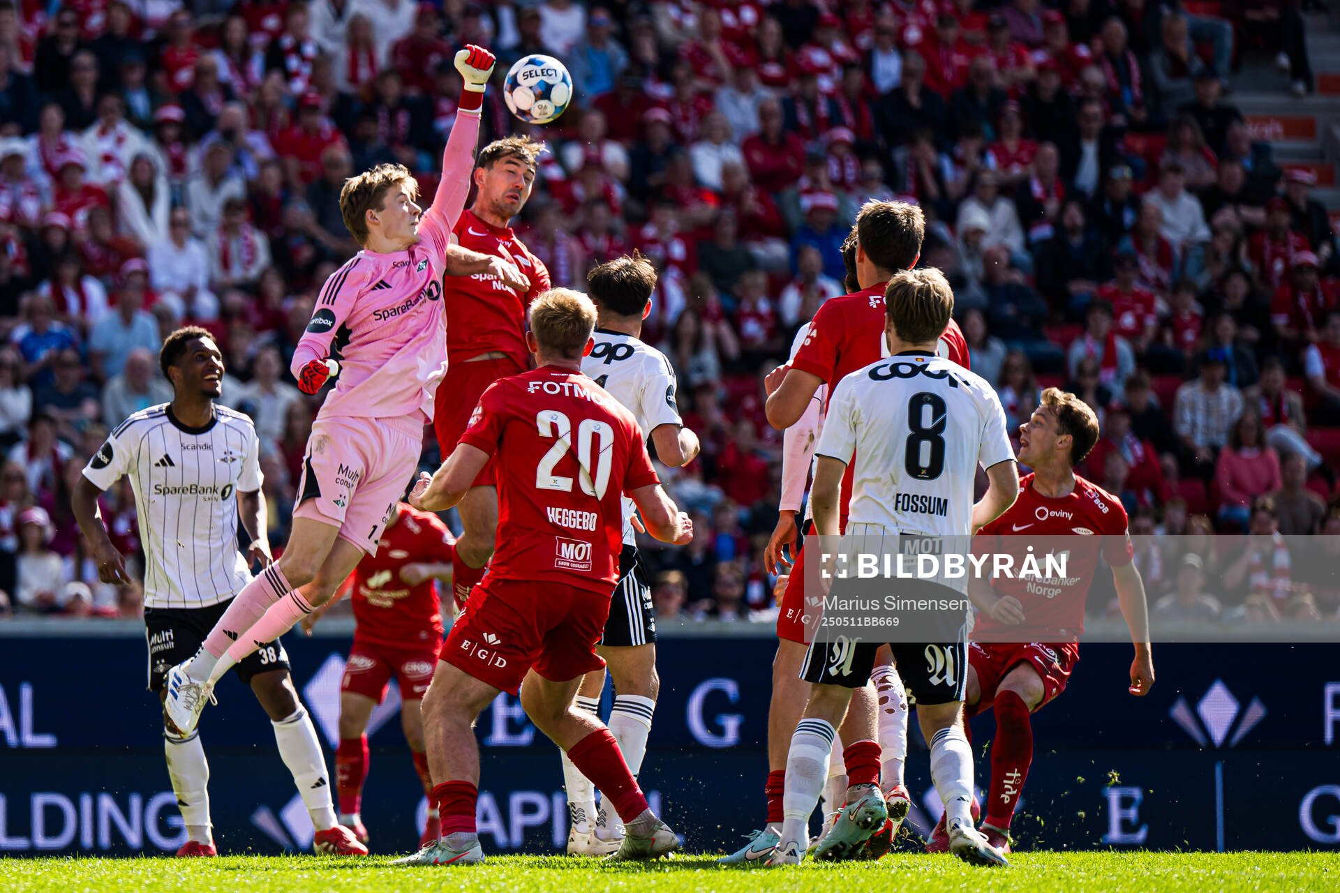 Sander Tangvik of Rosenborg during the Eliteserien match between Brann and Rosenborg on May 11, 2025 in Bergen. 