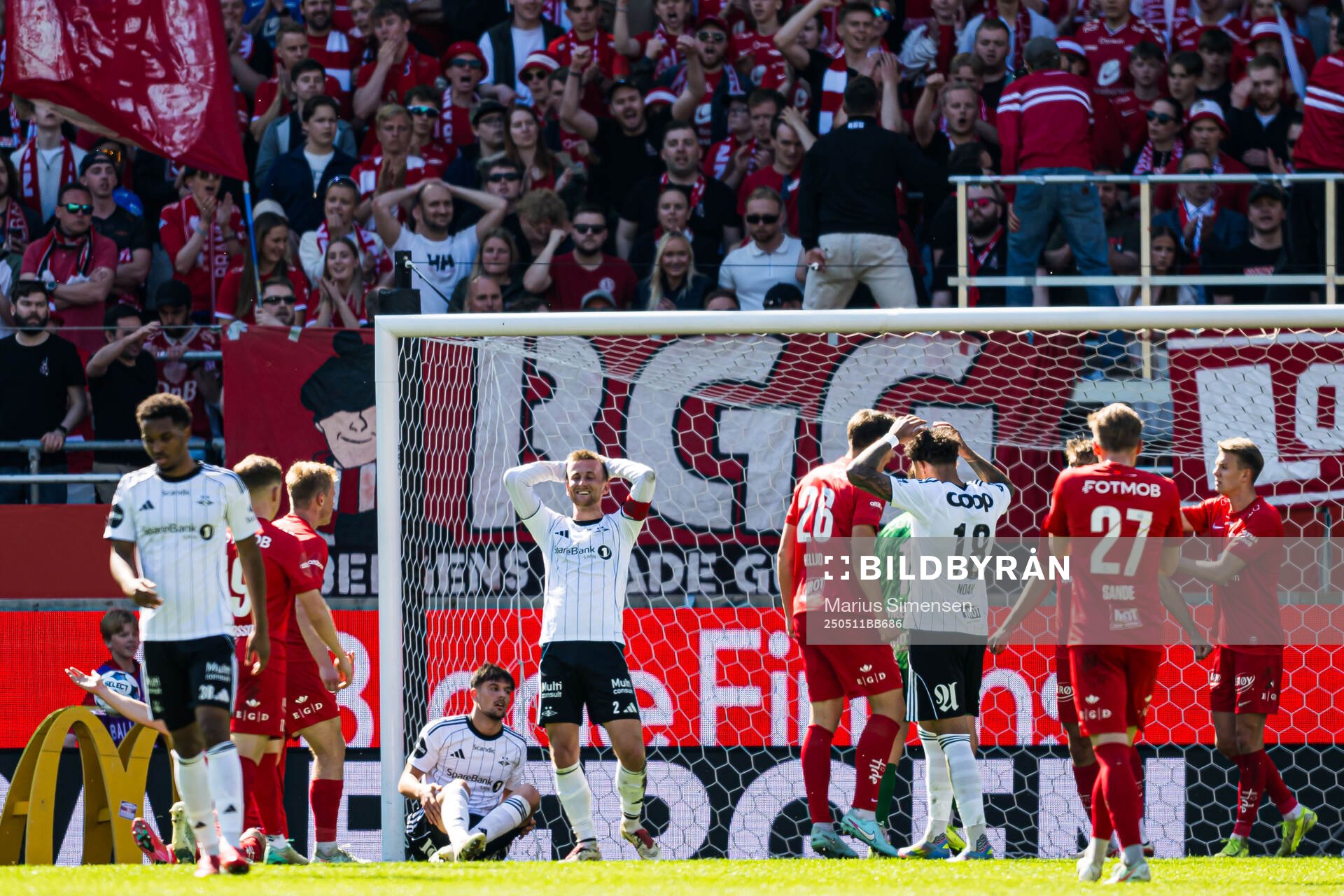 Erlend Dahl Reitan of Rosenborg reacts during the Eliteserien match between Brann and Rosenborg on May 11, 2025 in Bergen. 