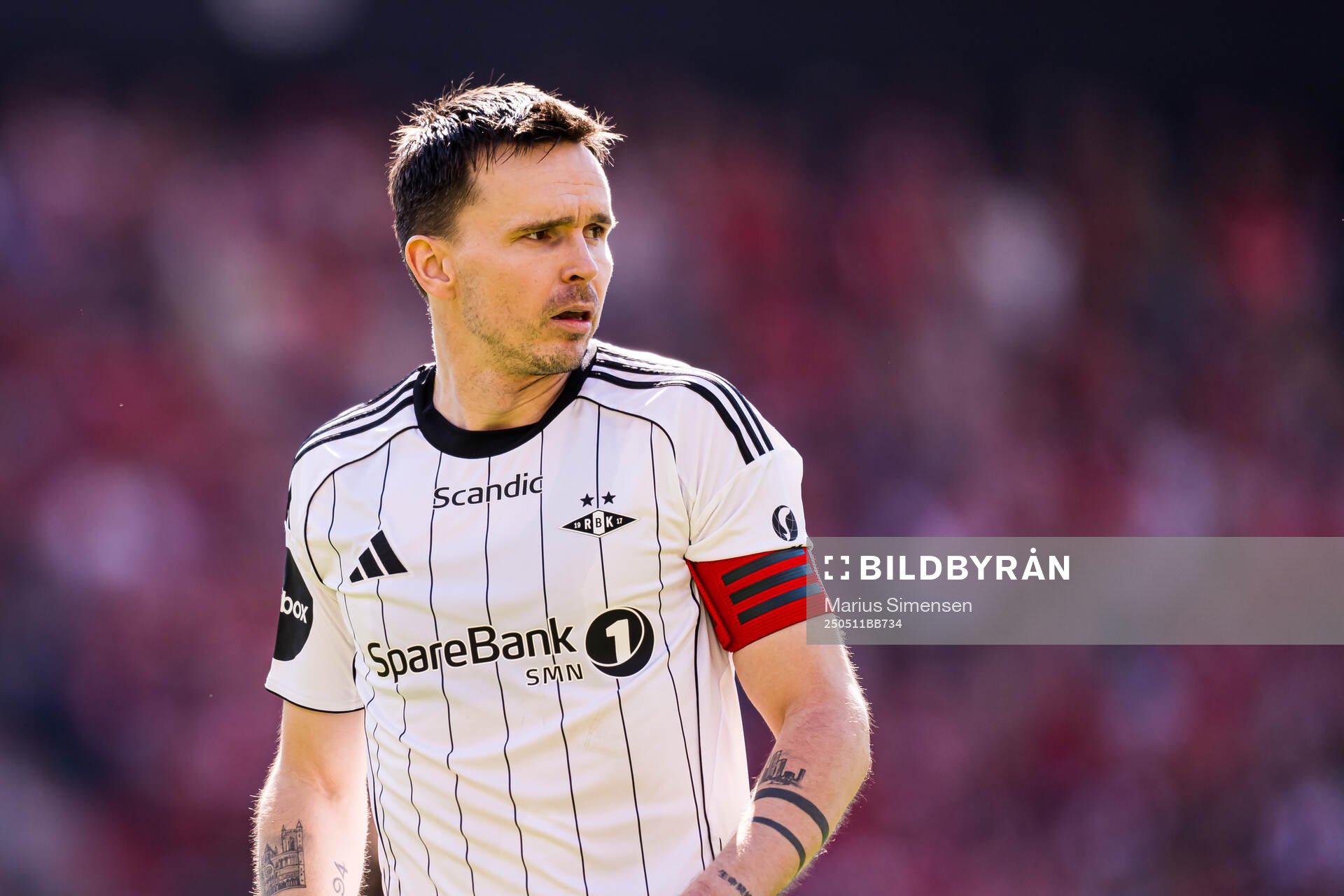 Ole Kristian Selnæs of Rosenborg during the Eliteserien match between Brann and Rosenborg on May 11, 2025 in Bergen. 