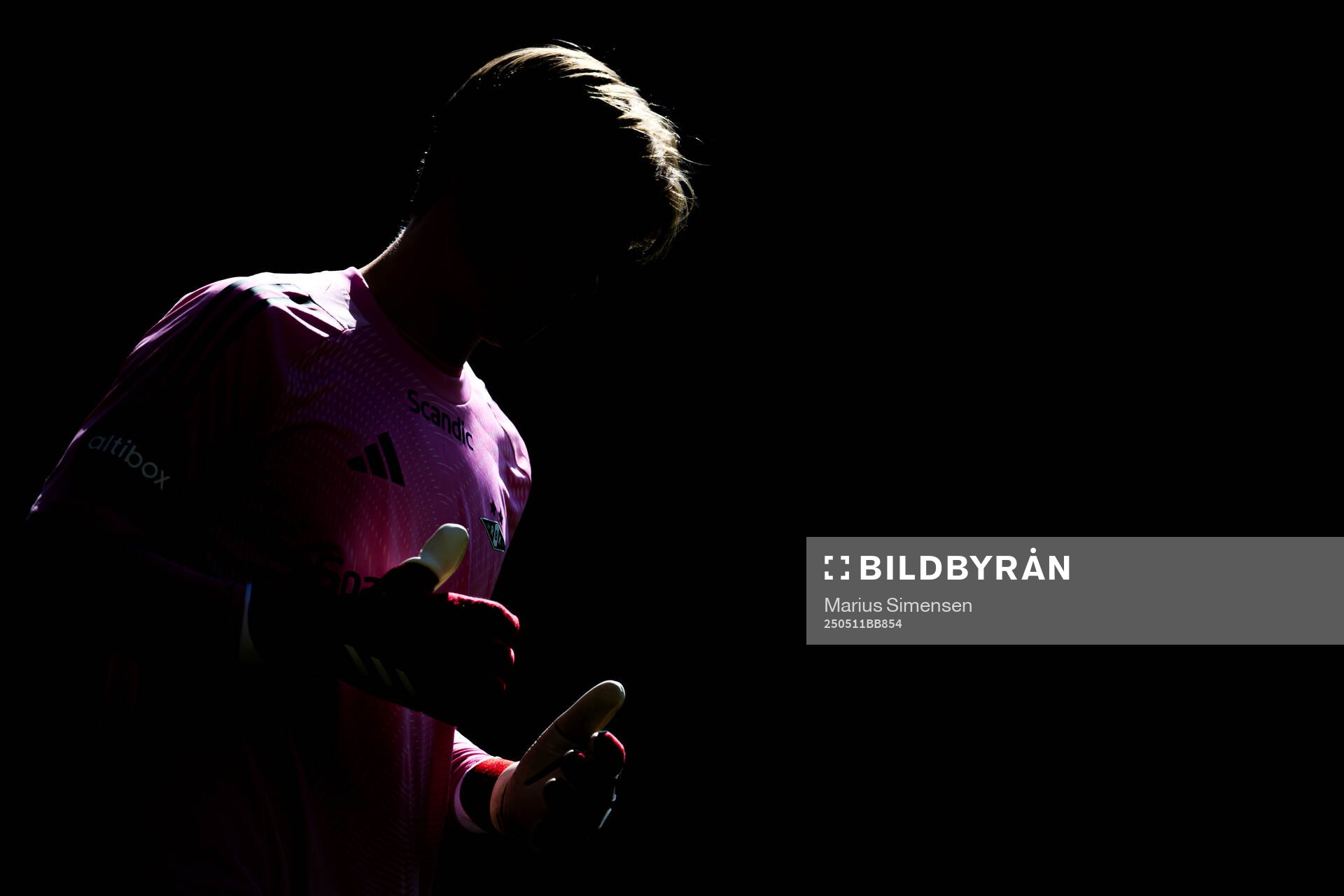 Sander Tangvik of Rosenborg during the Eliteserien match between Brann and Rosenborg on May 11, 2025 in Bergen. 