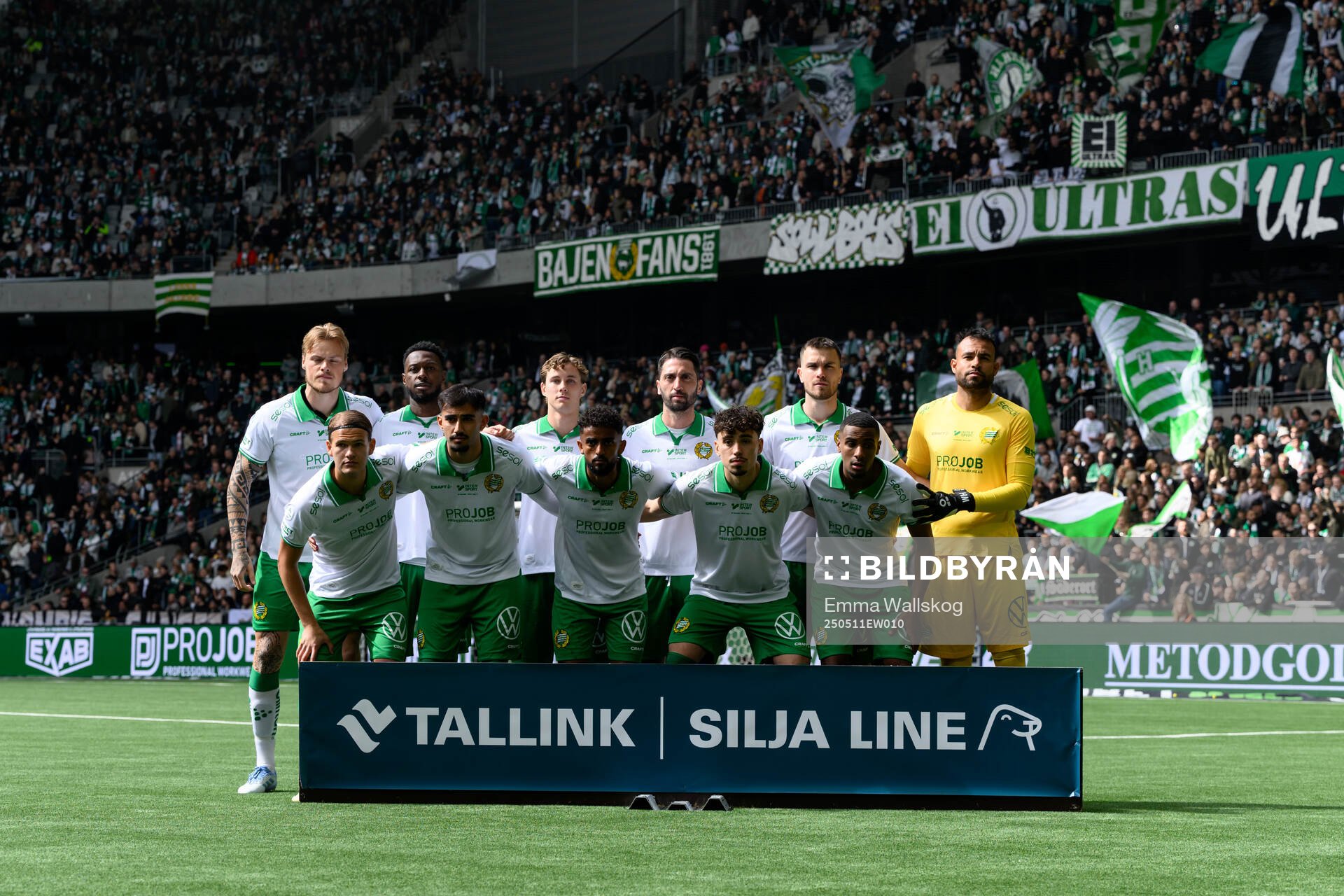 Hammarbys startelva inför fotbollsmatchen i Allsvenskan mellan Hammarby och IFK Norrköping den 11 maj 2025 i Stockholm. 