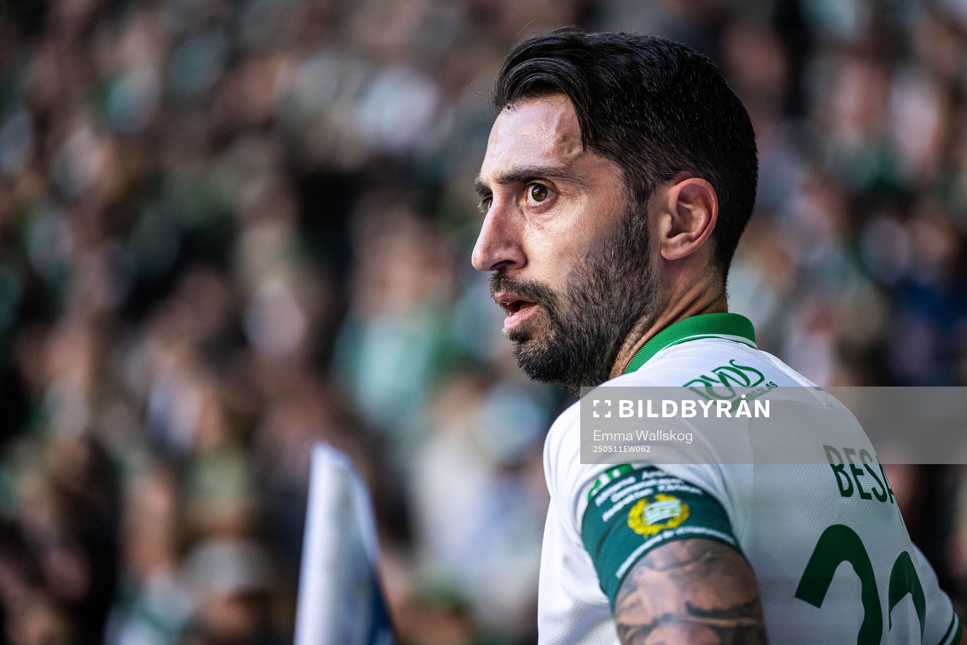Hammarbys Nahir Besara under fotbollsmatchen i Allsvenskan mellan Hammarby och IFK Norrköping den 11 maj 2025 i Stockholm. 