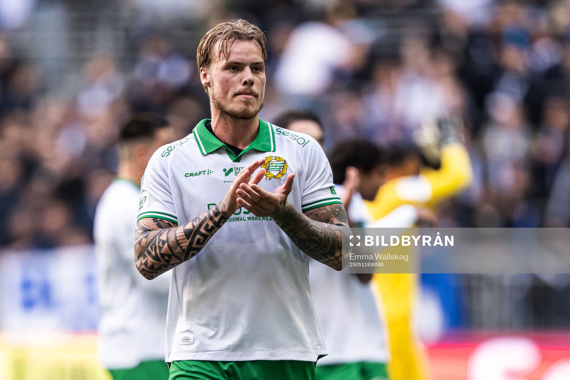 Hammarbys Victor Eriksson efter fotbollsmatchen i Allsvenskan mellan Hammarby och IFK Norrköping den 11 maj 2025 i Stockholm. 