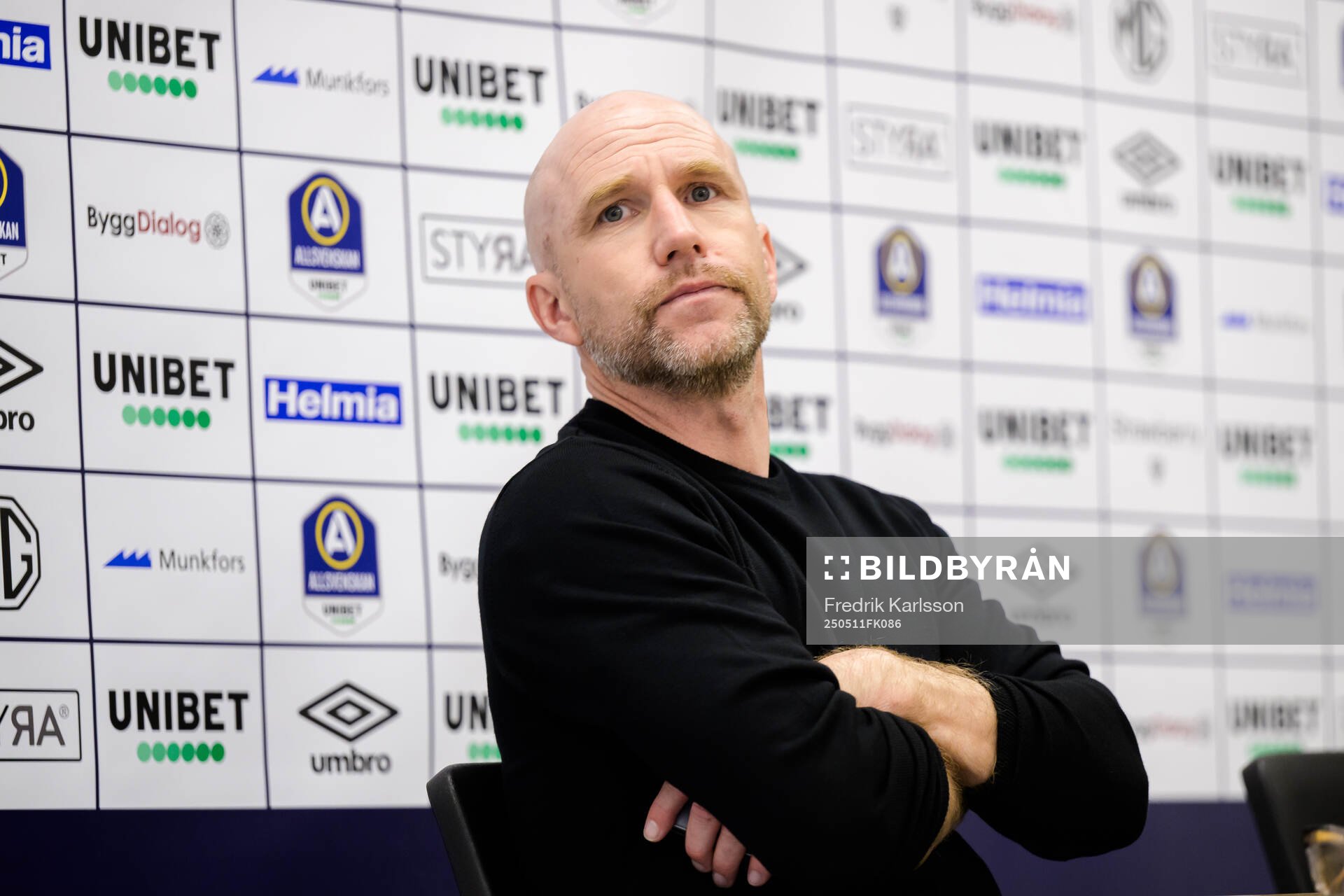 Malmö FFs tränare Henrik Rydström under presskonferensen efter fotbollsmatchen i Allsvenskan mellan Degerfors och Malmö FF den 11 maj 2025 i Degerfors.